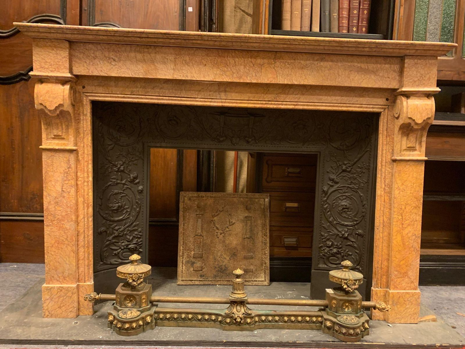 Classical Siena Yellow Marble Fireplace Mantle, Italy photo Home Fixtures
