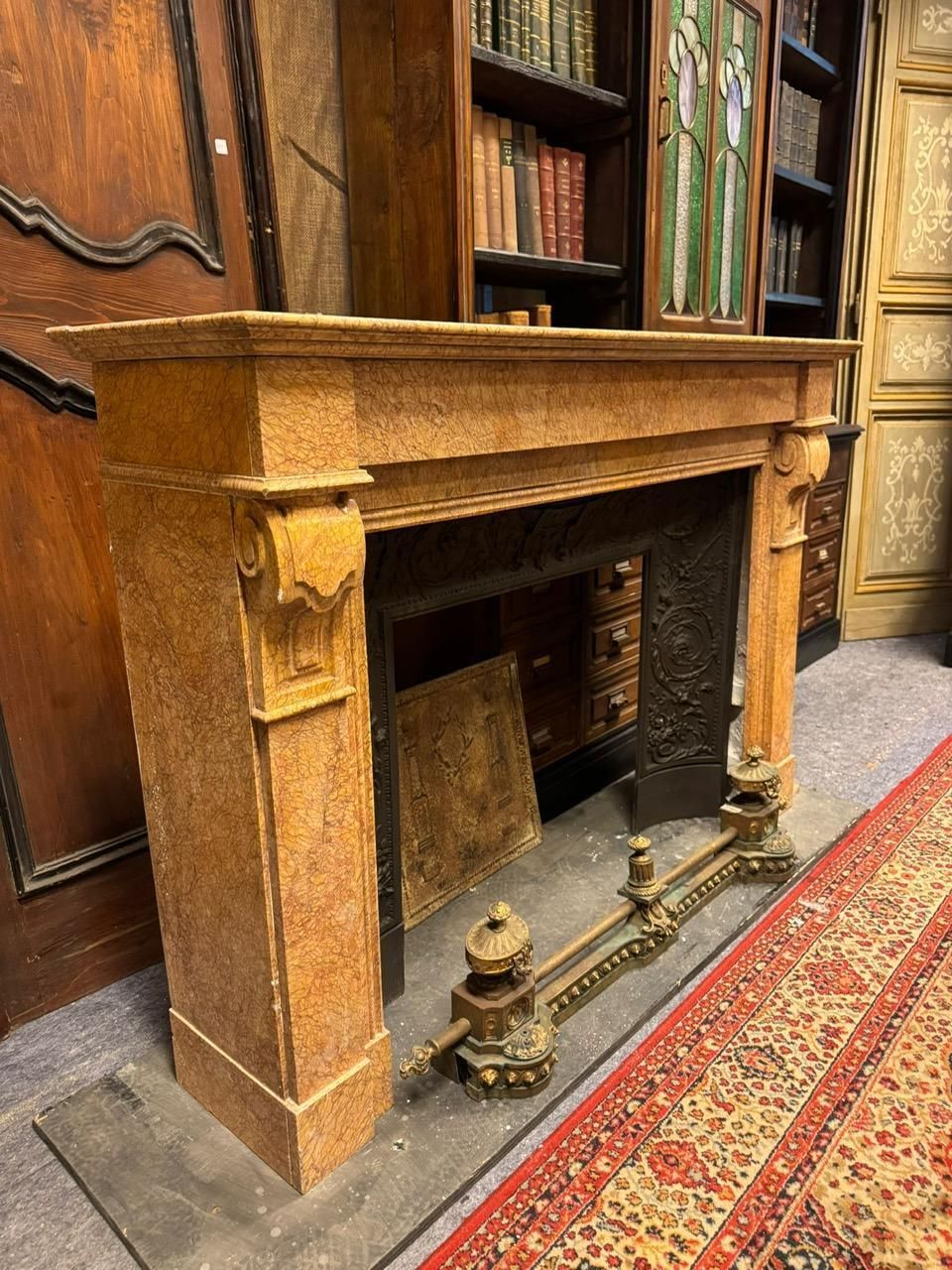 Classical Siena Yellow Marble Fireplace Mantle, Italy photo buy