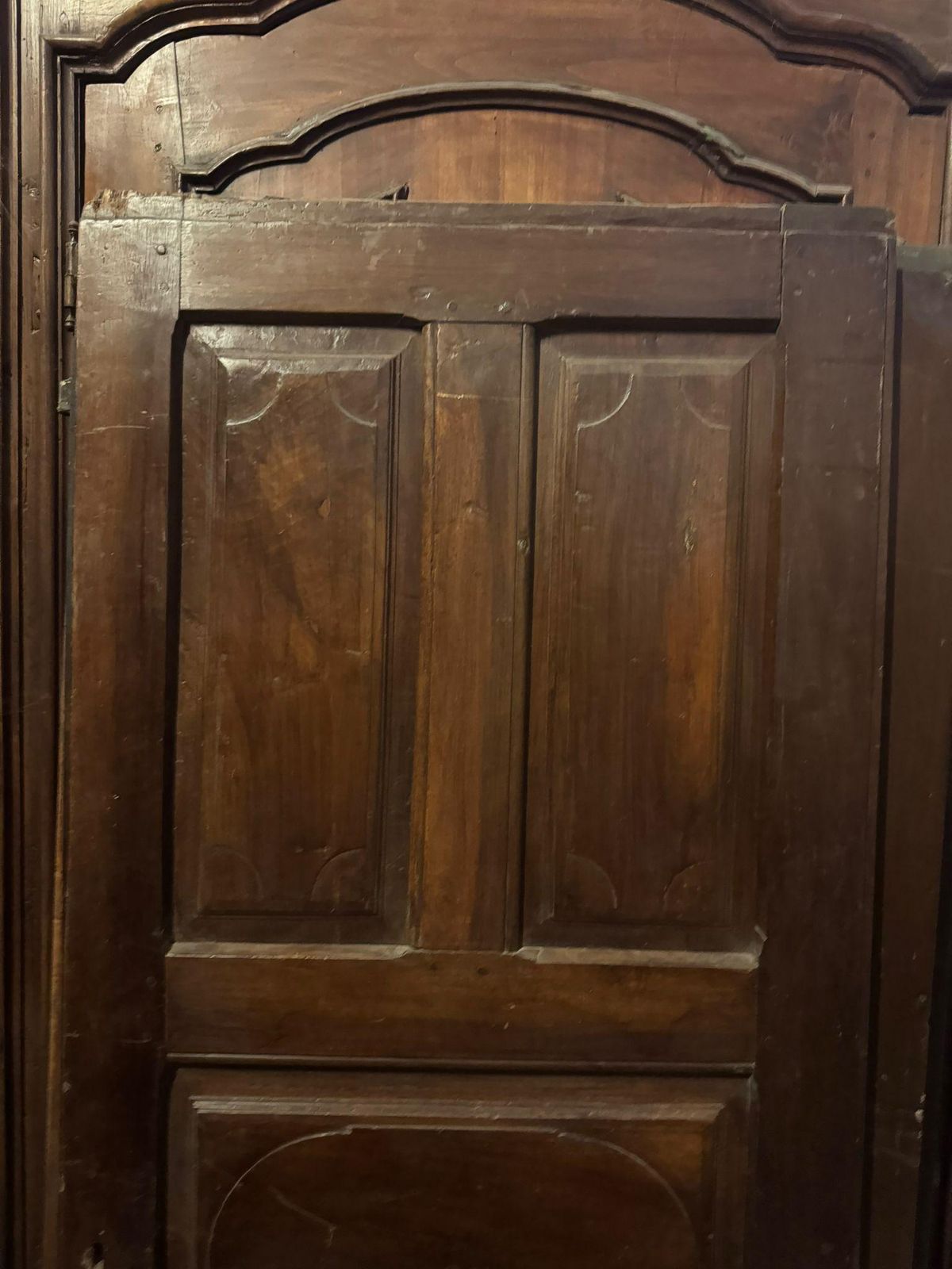 Interior Walnut Door With Carved Panels, Italy photo for sale