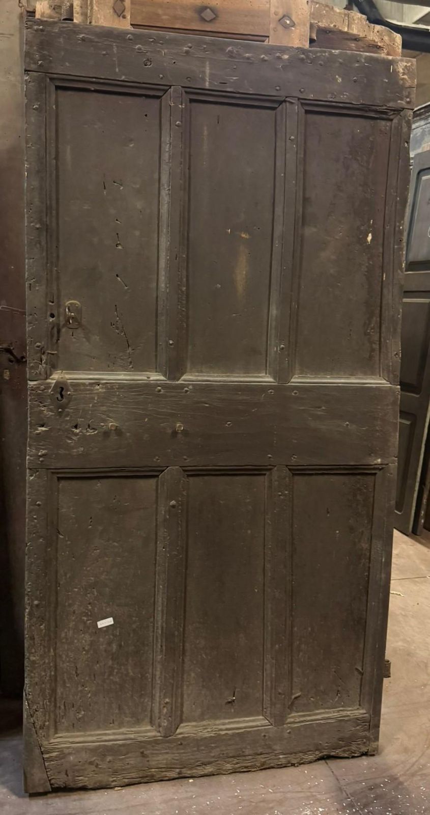 Patinated Wooden Entrance Door, Main Door Rustic Carved With Panels, Italy photo 2301.0