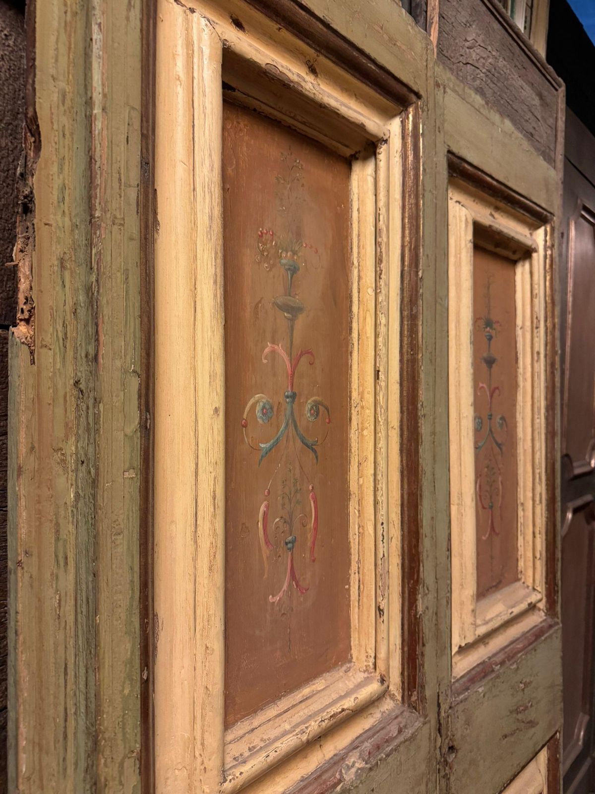 Interior Door In Lacquered Wood With Two Doors And Painted Panels, Italy photo 4071.0