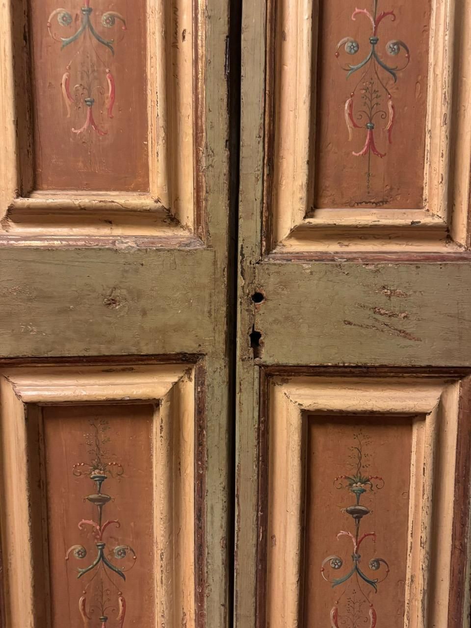 Interior Door In Lacquered Wood With Two Doors And Painted Panels, Italy photo buy