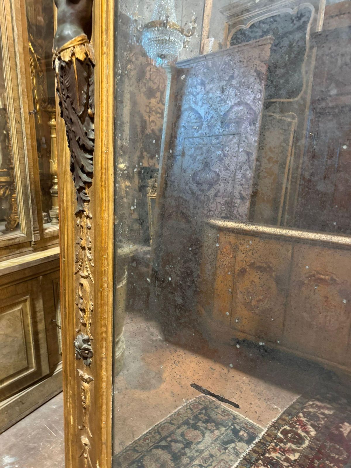 Neoclassical Mirror In Richly Carved Wood With Caryatids And Gilded, Italy photo 4506.0