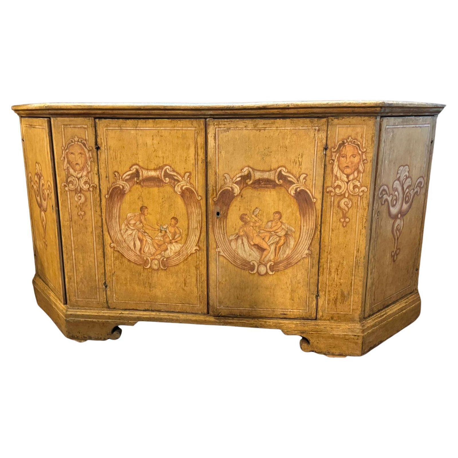 Sideboard Credenzas In Lacquered Wood And Painted With Figures, Italy