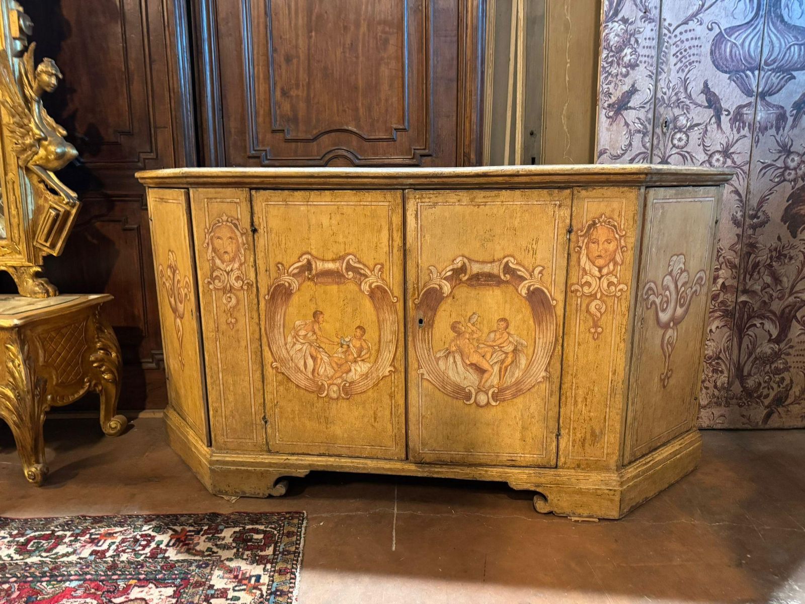 Sideboard Credenzas In Lacquered Wood And Painted With Figures, Italy photo for sale
