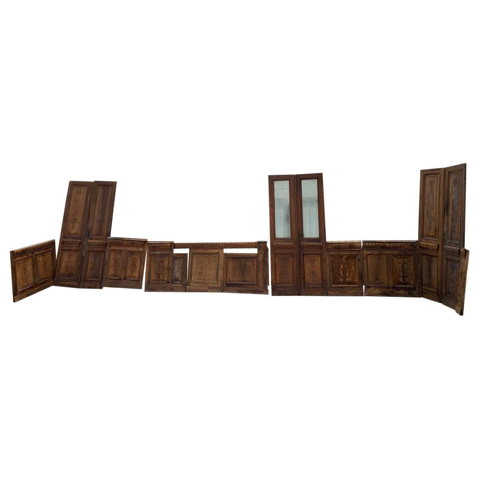 Liberty Boiserie In Walnut With Carved Panels And Three Double Doors (One Glass)