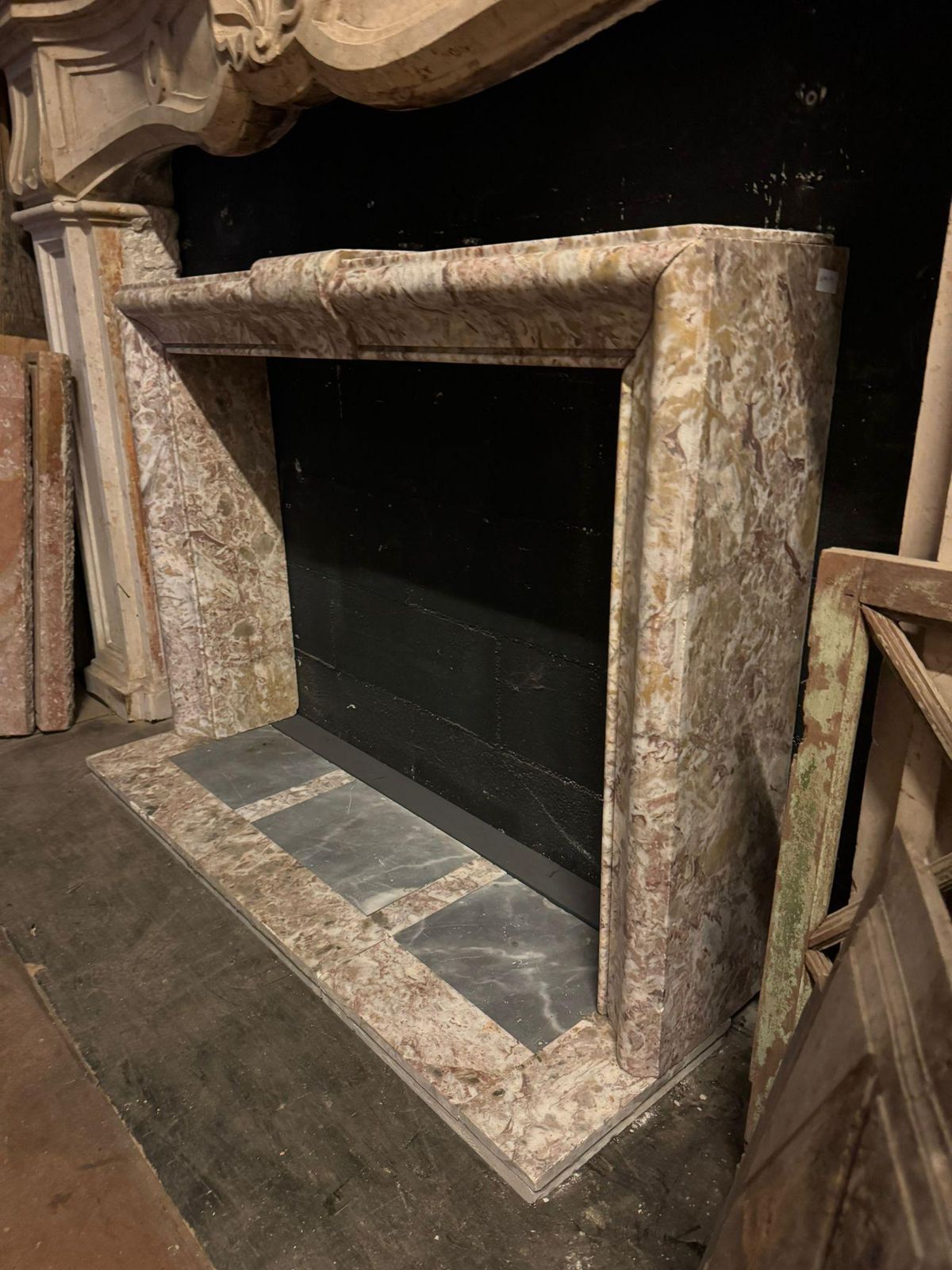 Art Deco Mantle Fireplace In Peach Blossom Marble, Italy photo Home Fixtures