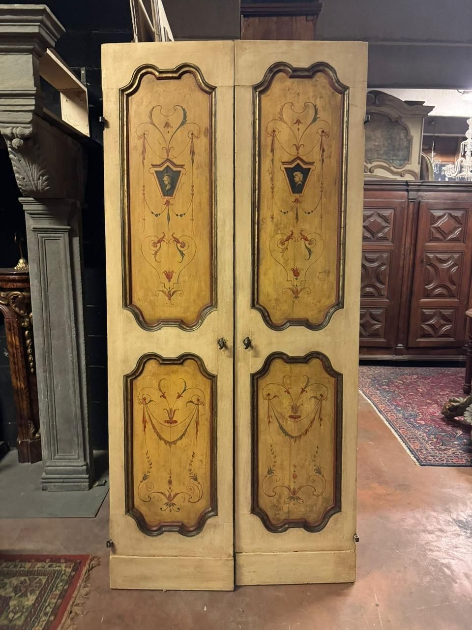 Double Door In Lacquered And Painted Wood, Golden Moldings, Italy photo furniture