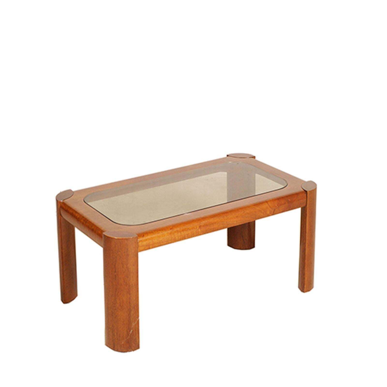 1970s Cassina Coffee Table In Teak Wood With Bronzed Smoked Glass photo furniture