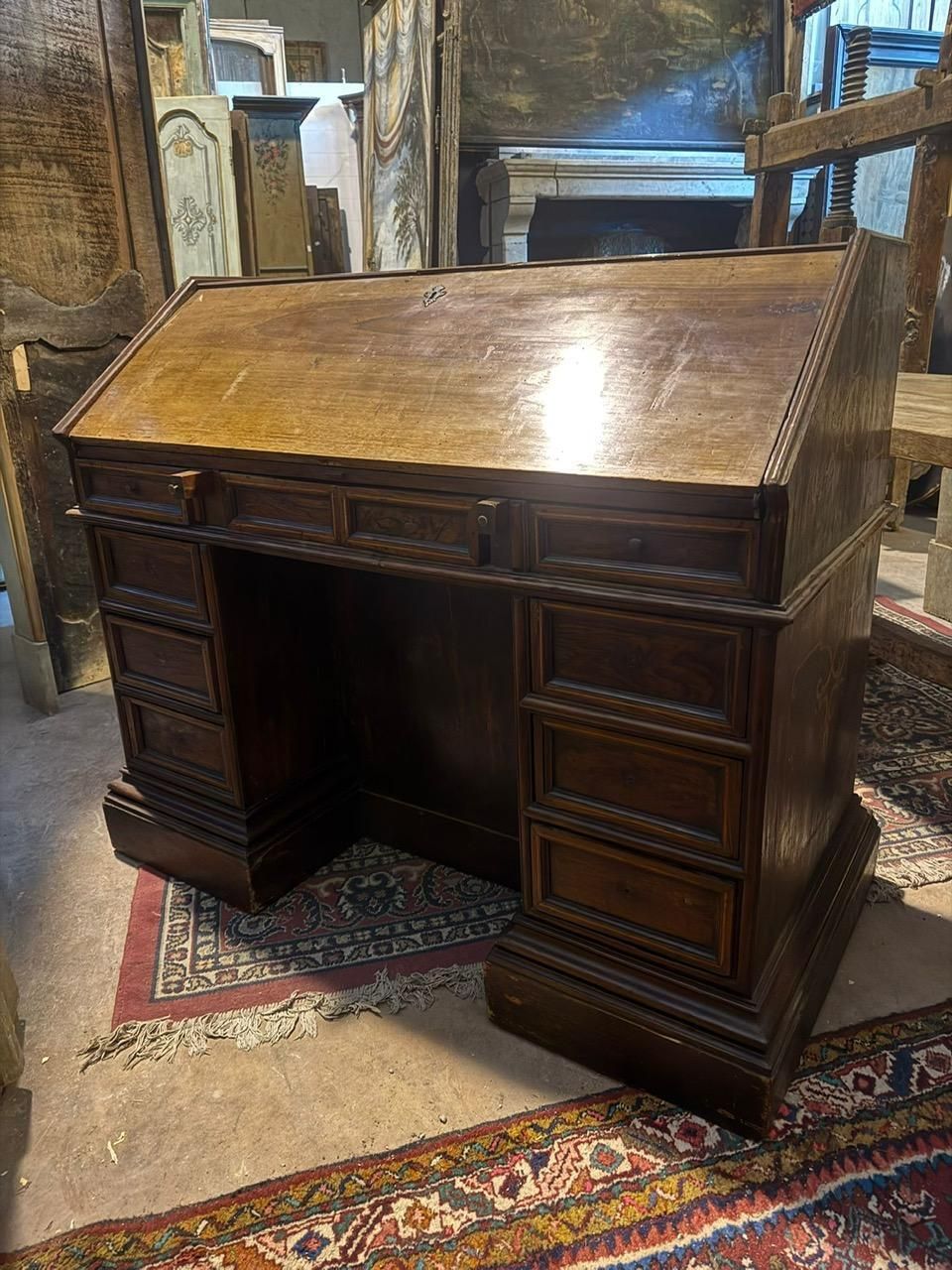 Furniture Walnut Reception Desk With Rich Decorations On The Sides And Back, Italy photo