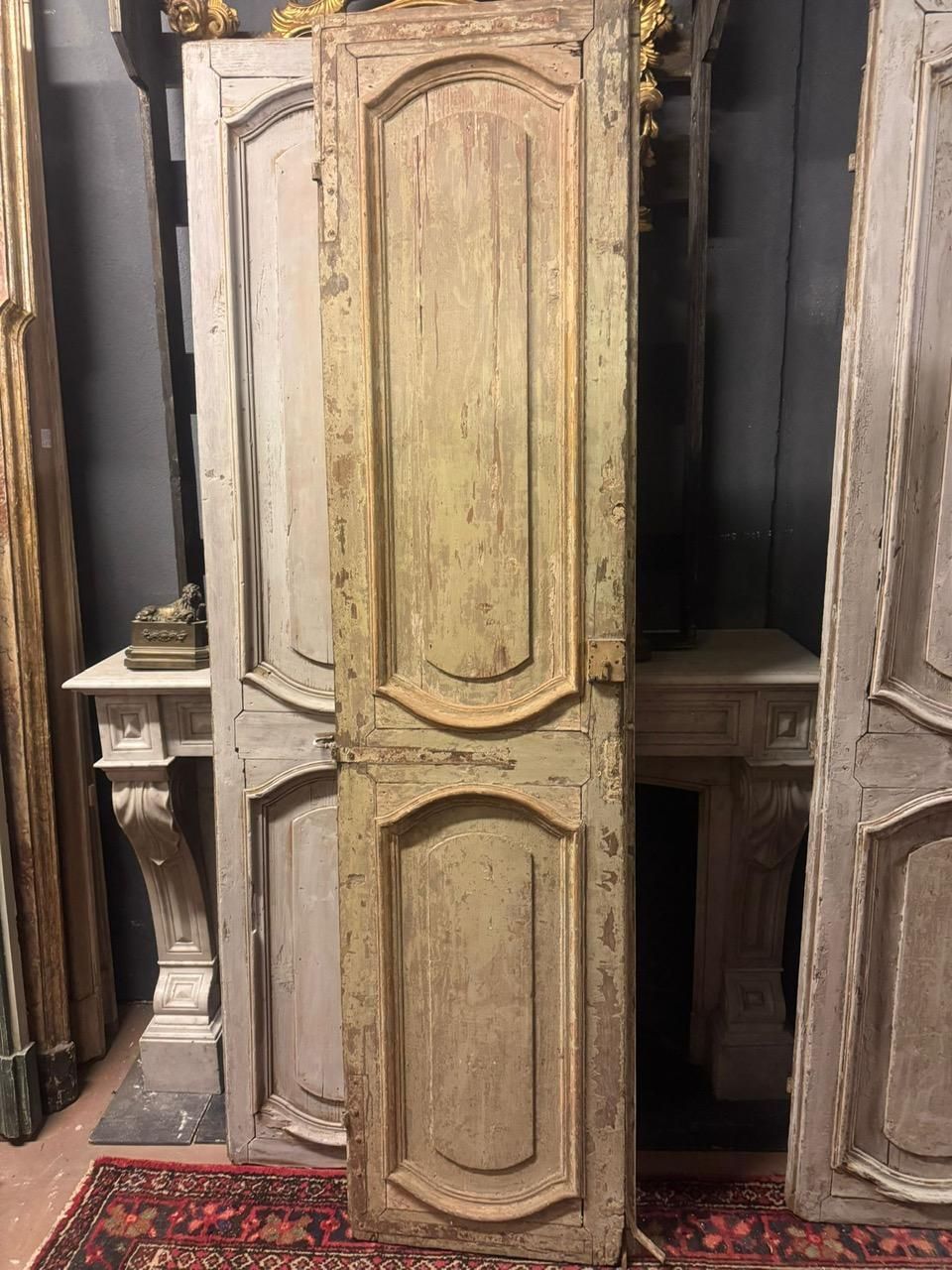 N.2 Double Interior Doors In Lacquered Wood, In First Patina, Italy photo Home Fixtures