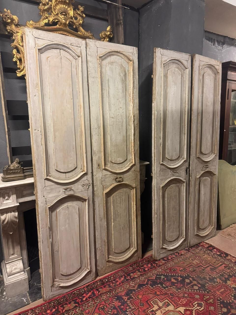 N.2 Double Interior Doors In Lacquered Wood, In First Patina, Italy photo buy