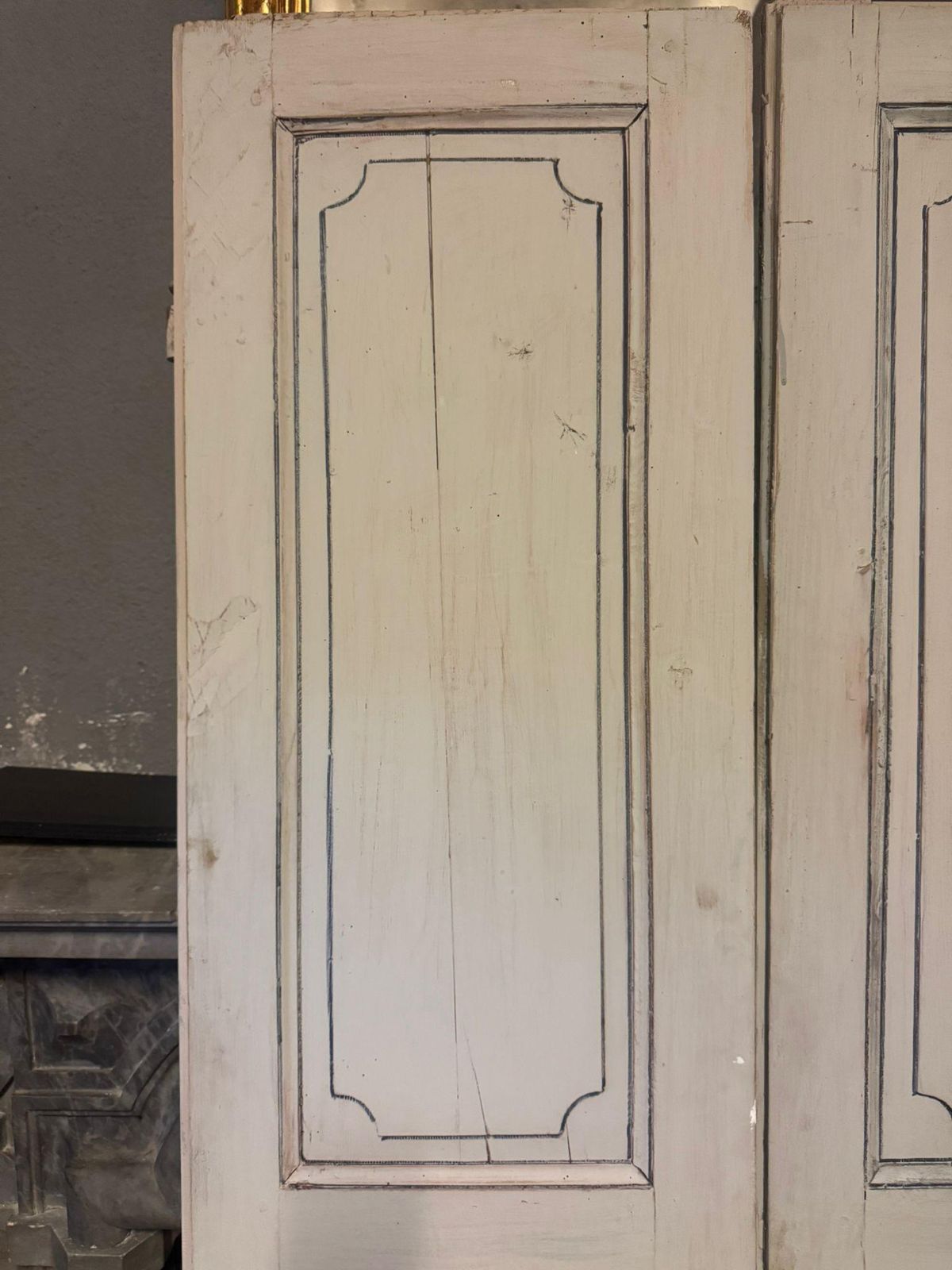 Double Door In Lacquered Wood, Light Blue And Grey Dust, Italy photo 2080.0