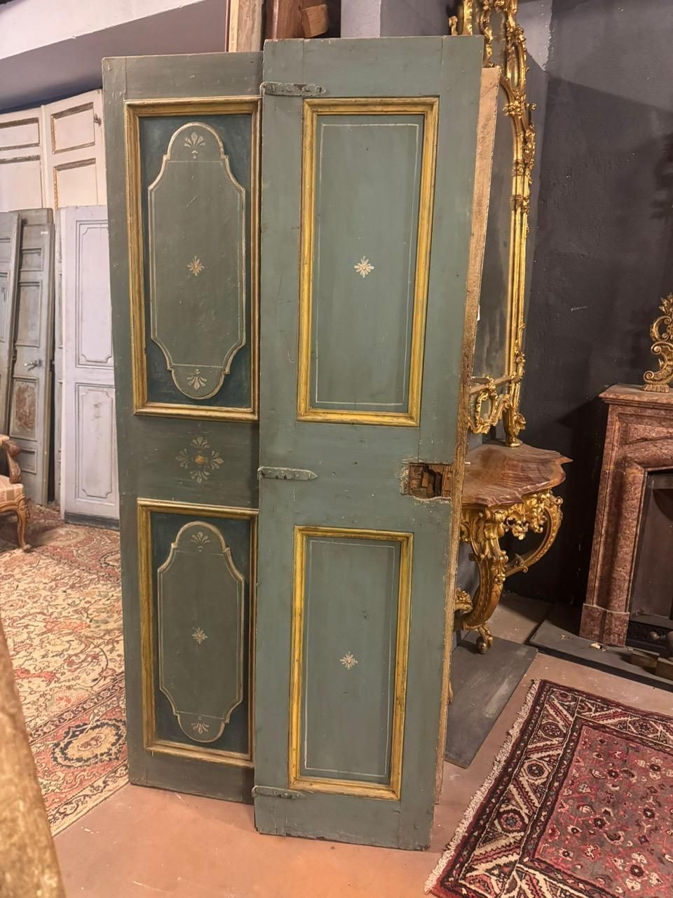 Lacquered And Painted Wooden Double Leaf Door, Italy photo furniture