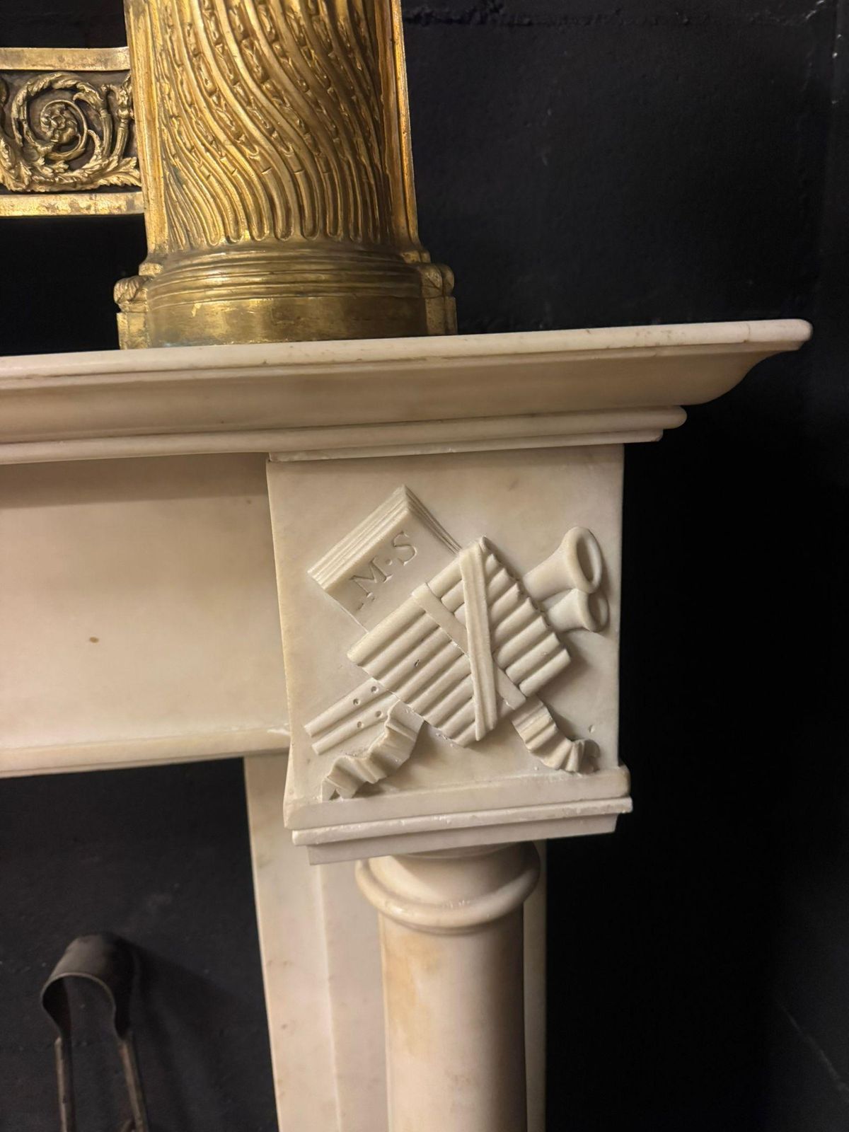 Empire Mantle Fireplace Carved In White Carrara Marble, France photo 6491.0