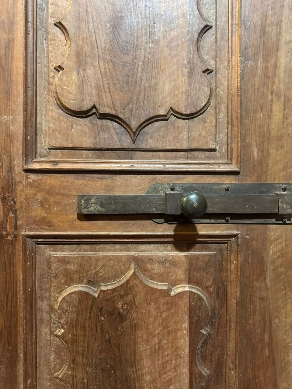 Interior Door In Walnut Wood, One Leaf With Carved Wavy Panels, Italy photo 3466.0