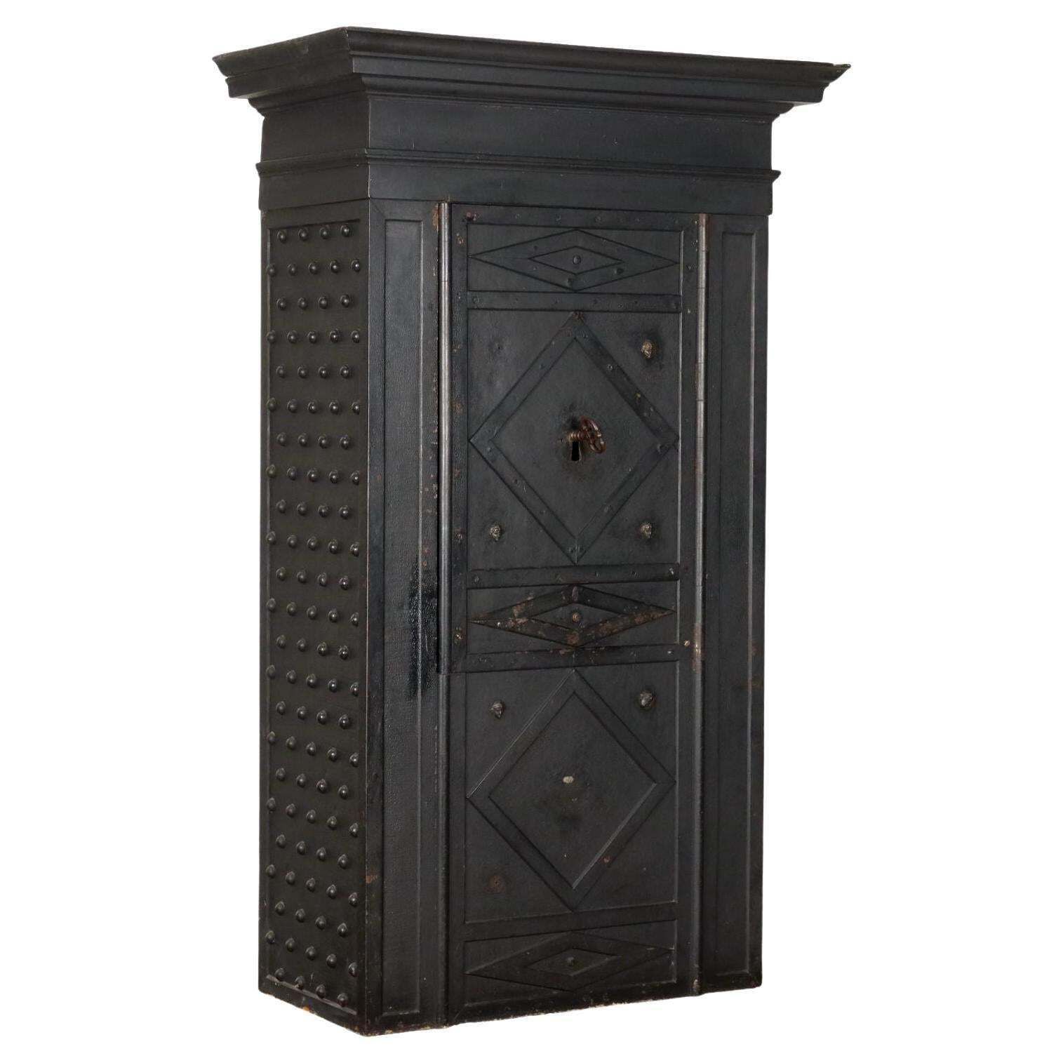 Iron And Wood Safe With Studs And Secret Lock, Italy