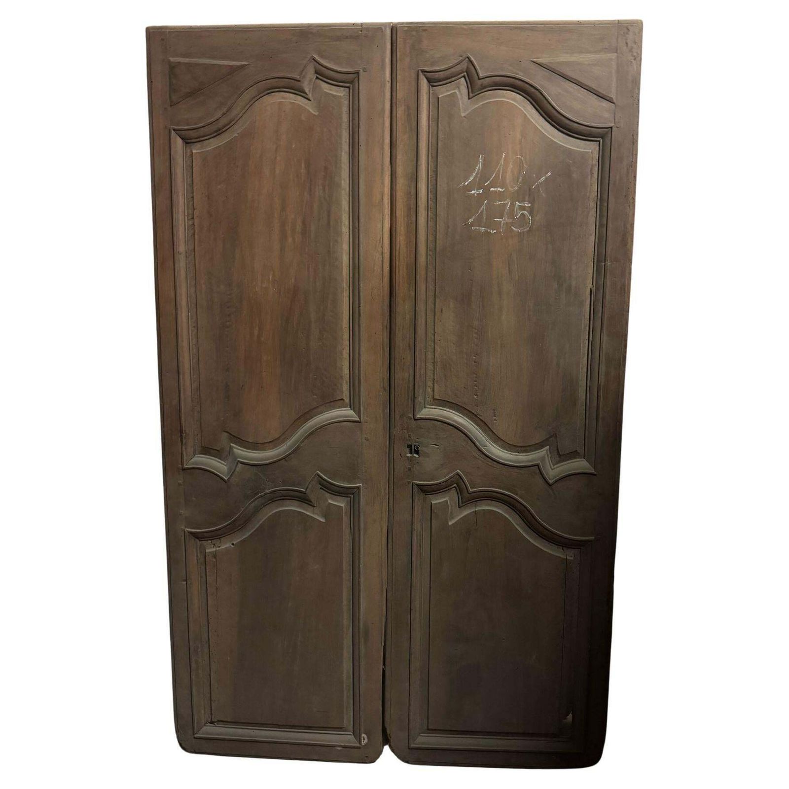 Pair Of Doors With Wavy Panels Carved In Walnut, Italy