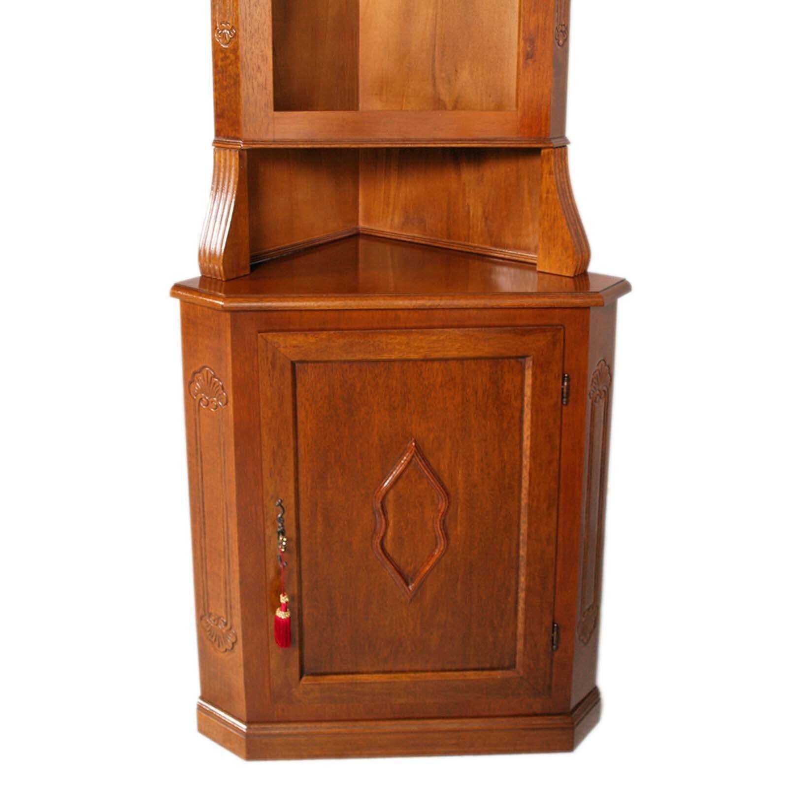 Italy Walnut Corner Display Cabinet From 1940s, Renaissance Style, Wax Polished photo furniture