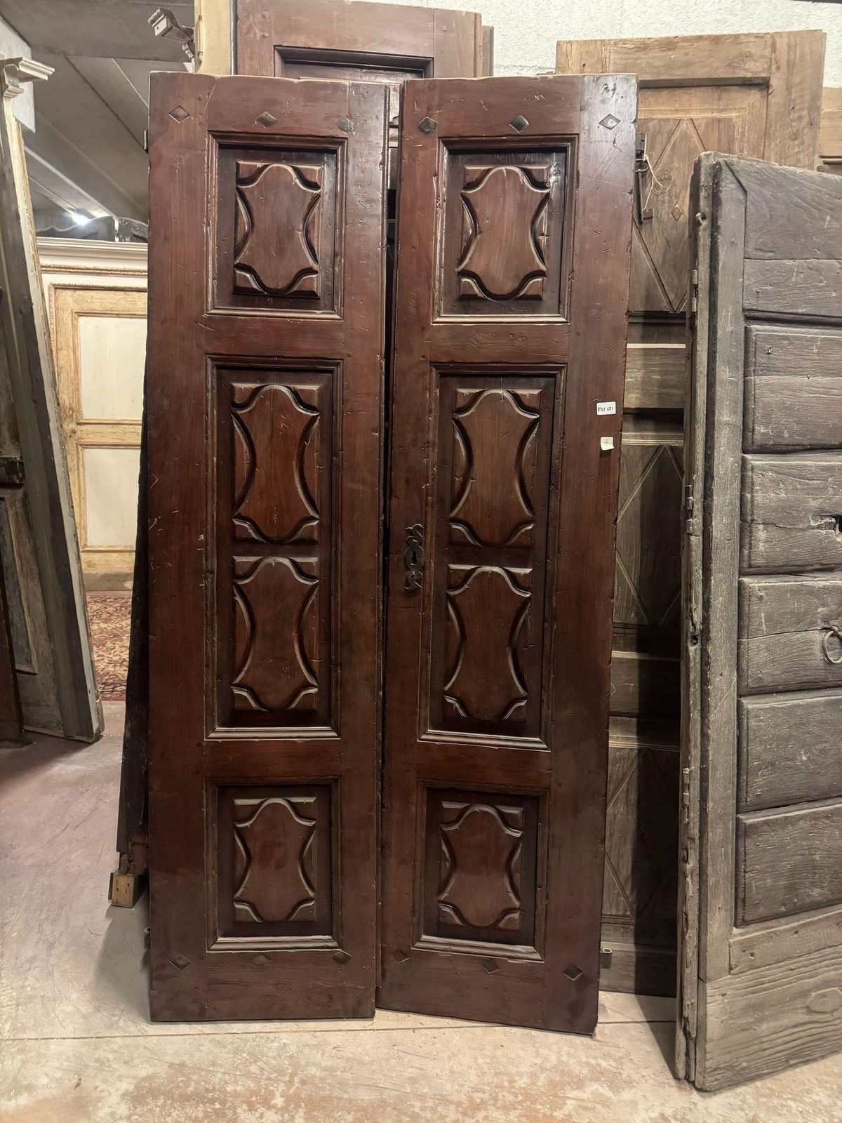 Entrance Door In Walnut Wood, With Two Solid Leaves, Italy photo furniture
