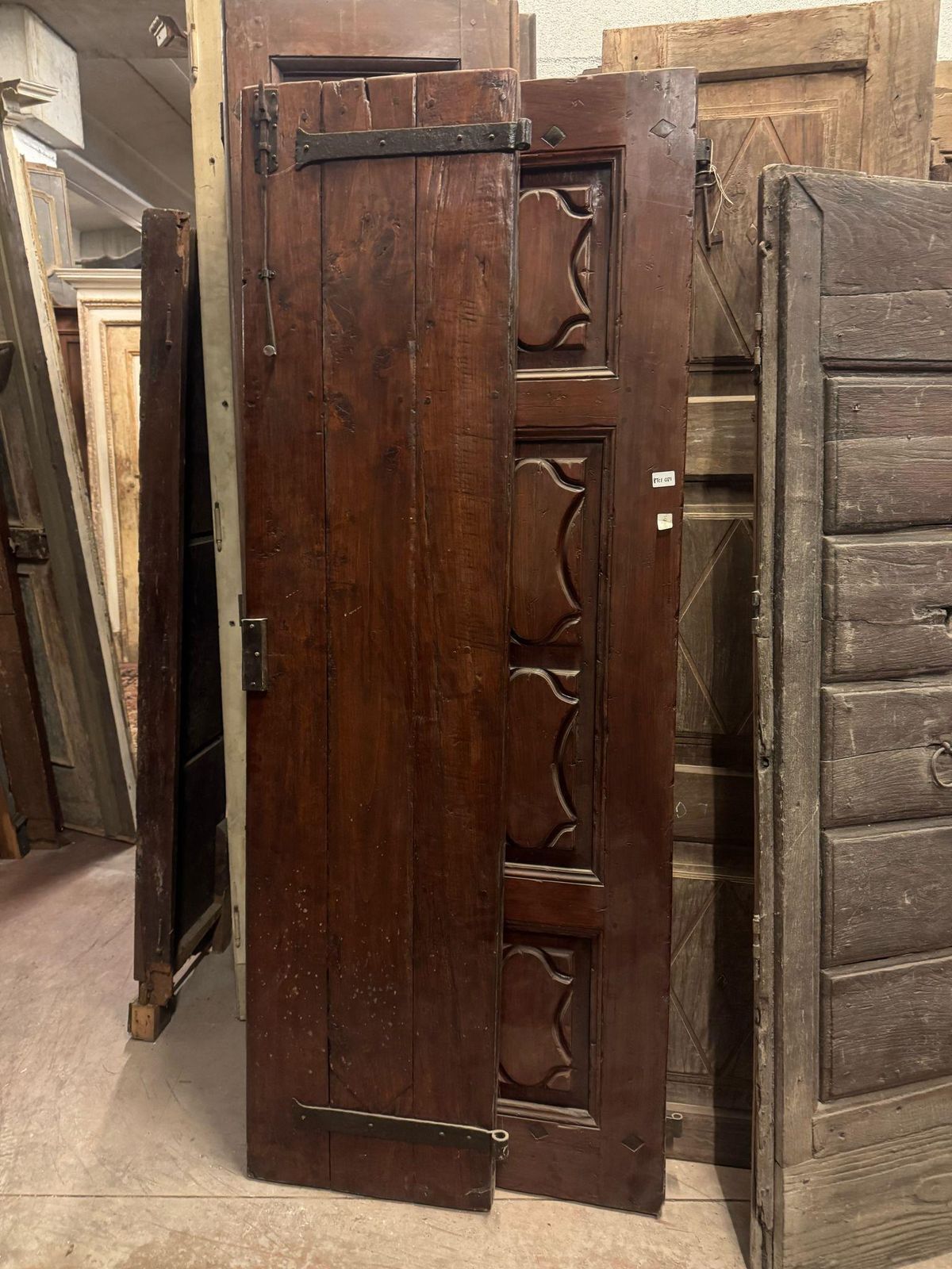 Entrance Door In Walnut Wood, With Two Solid Leaves, Italy photo 2831.0