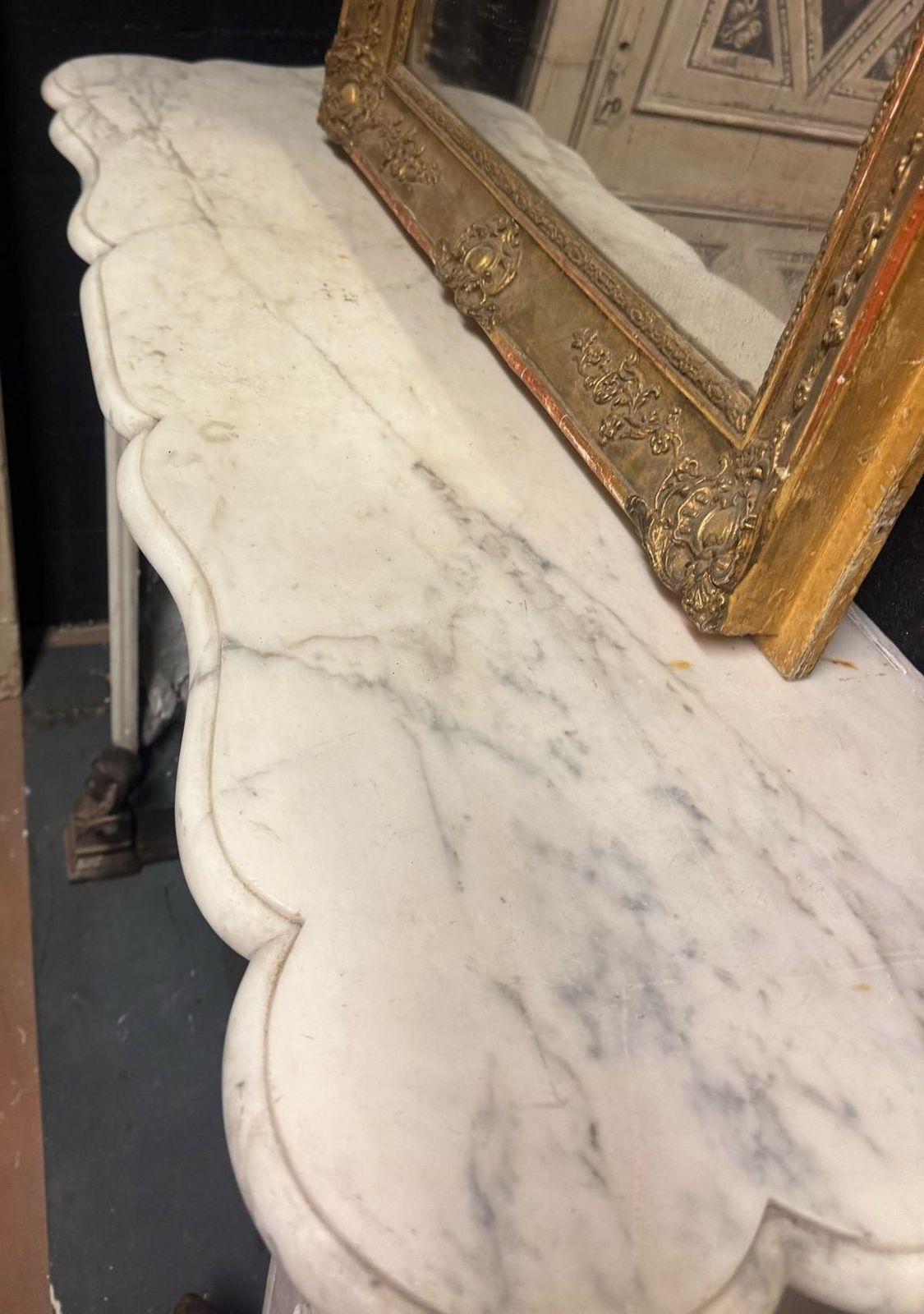 Fireplace Mantle In White Carrara Marble Carved With Shell, France photo 3726.0