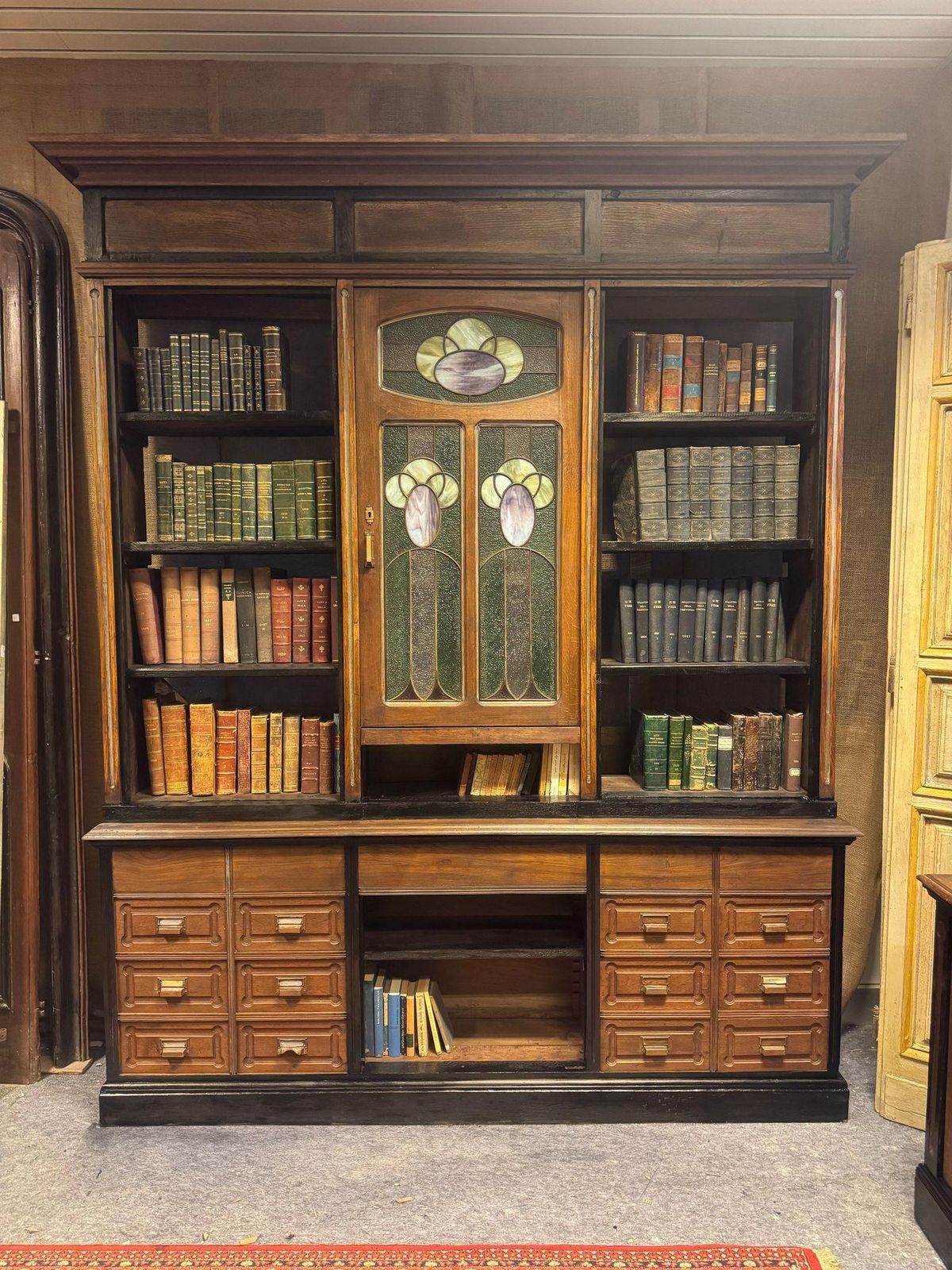 N. 3 Art Deco Bookcases, Similar To Each Other, Wood With Black Profiles, Italy photo buy