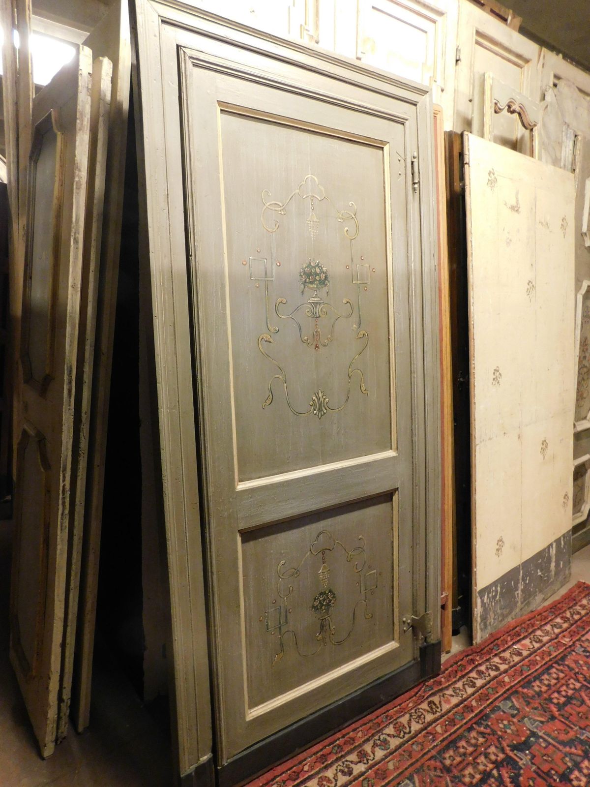 photo furniture Set Of 2 Lacquered And Painted Single Leaf Doors With Frame, Italy