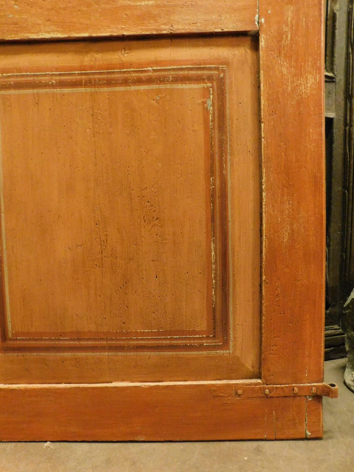 Single Leaf Door In Orange Lacquered Wood With Painted Squares, Italy photo 1327.0