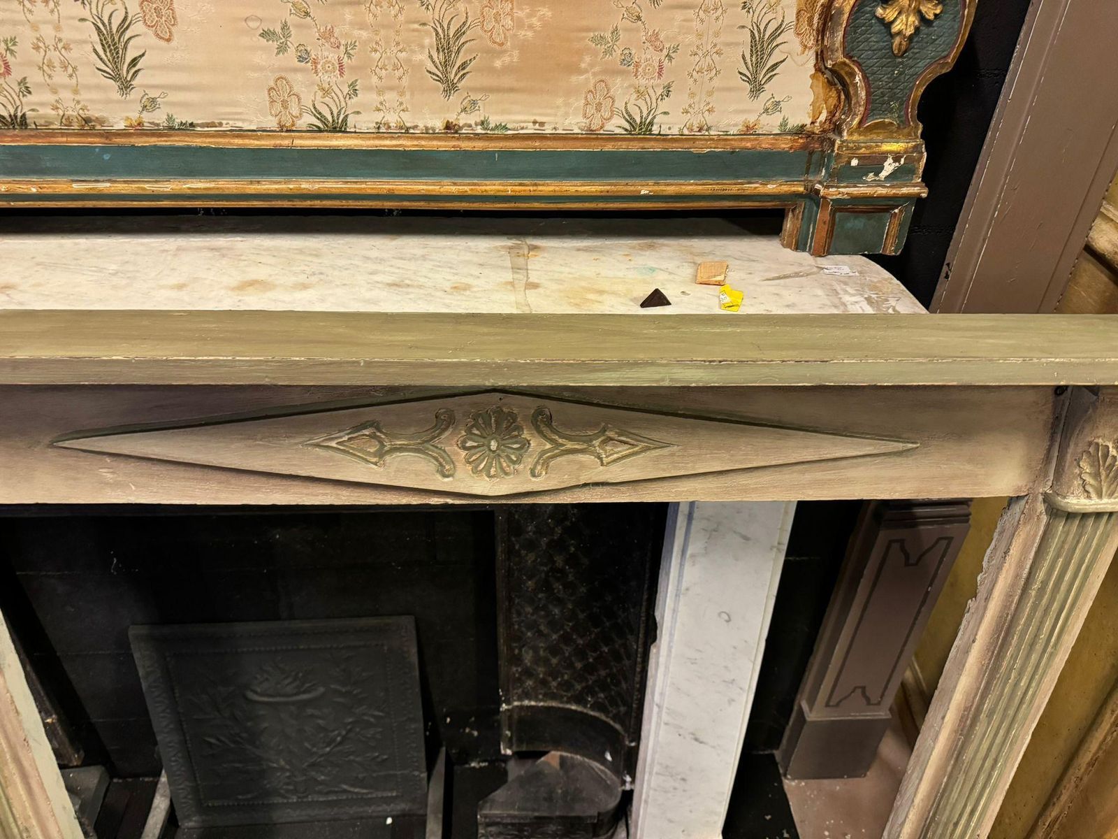 Lacquered And Painted Wooden Mantle Fireplace, Italy photo Home Fixtures