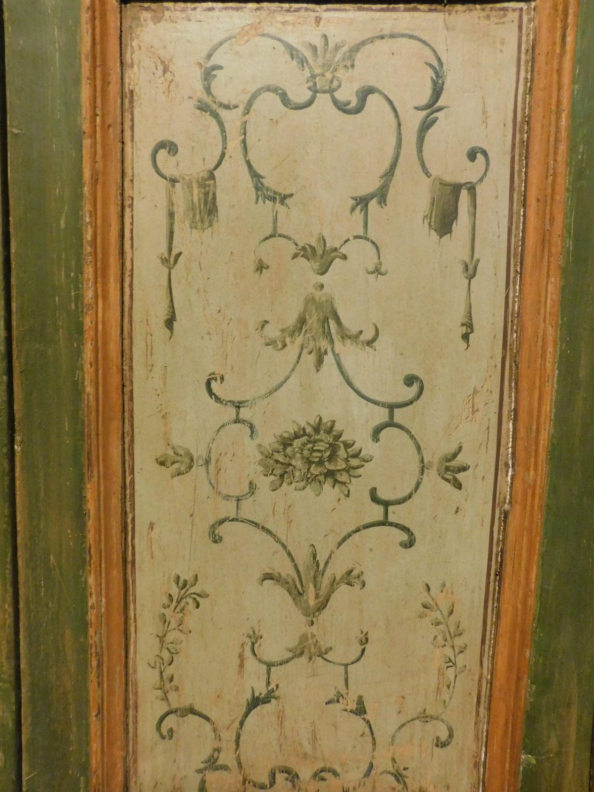 Lacquered Double Leaf Door, With Panels Painted With Floral Decorations, Italy photo buy
