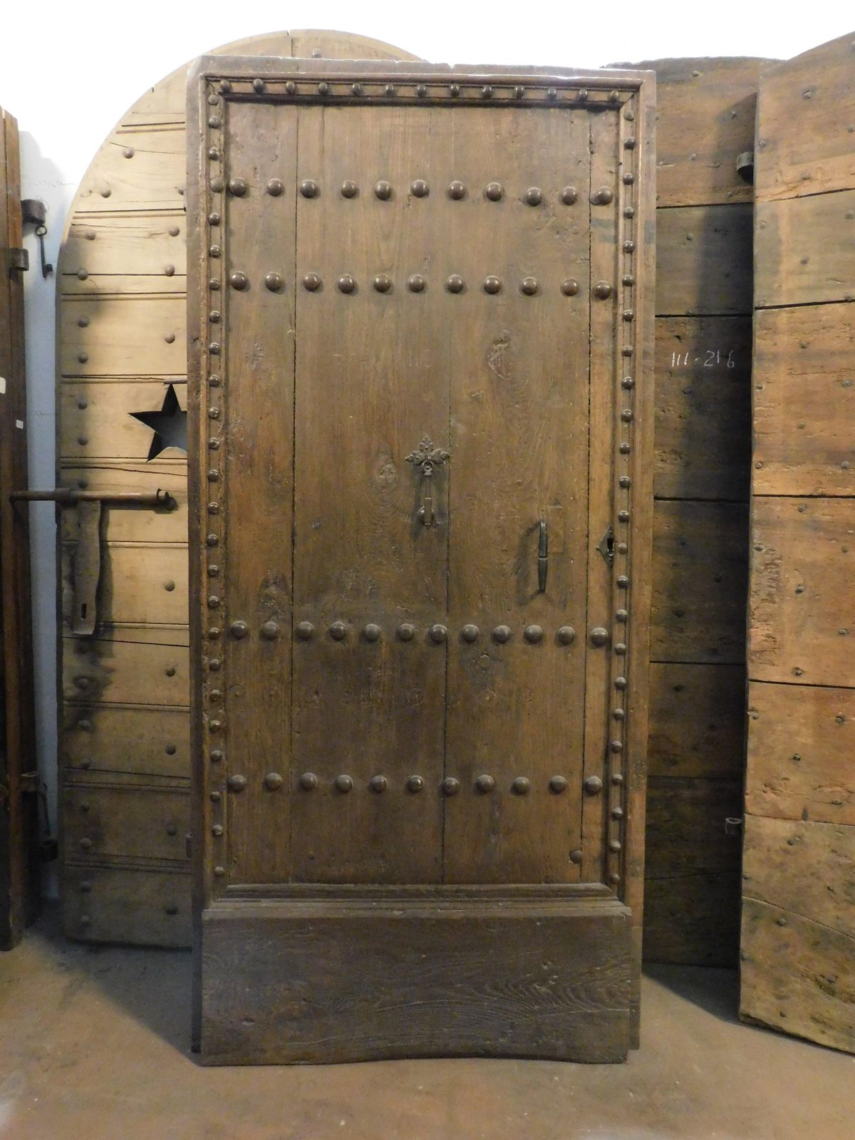 Single Leaf Nailed Entrance Main Door, In Chestnut Wood, Italy photo for sale