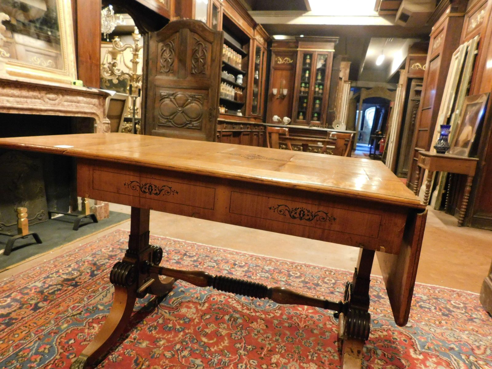 Empire Writing Desk In Cherry Wood, With Lifting Side Flaps, England photo Furniture