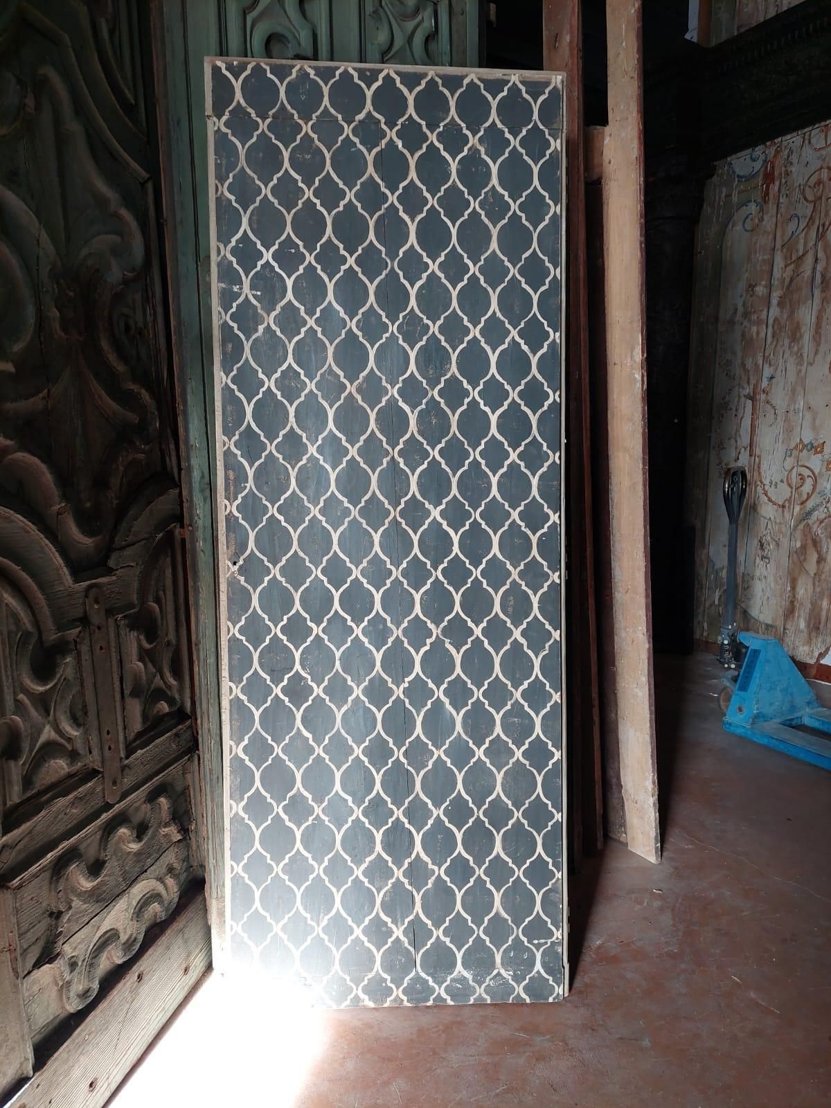 Vintage Door Lacquered With Black And White Tapestry, Italy photo for sale