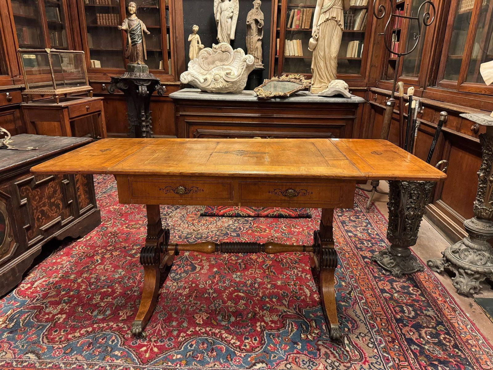 Empire Writing Desk In Cherry Wood, With Lifting Side Flaps, England photo vinterior