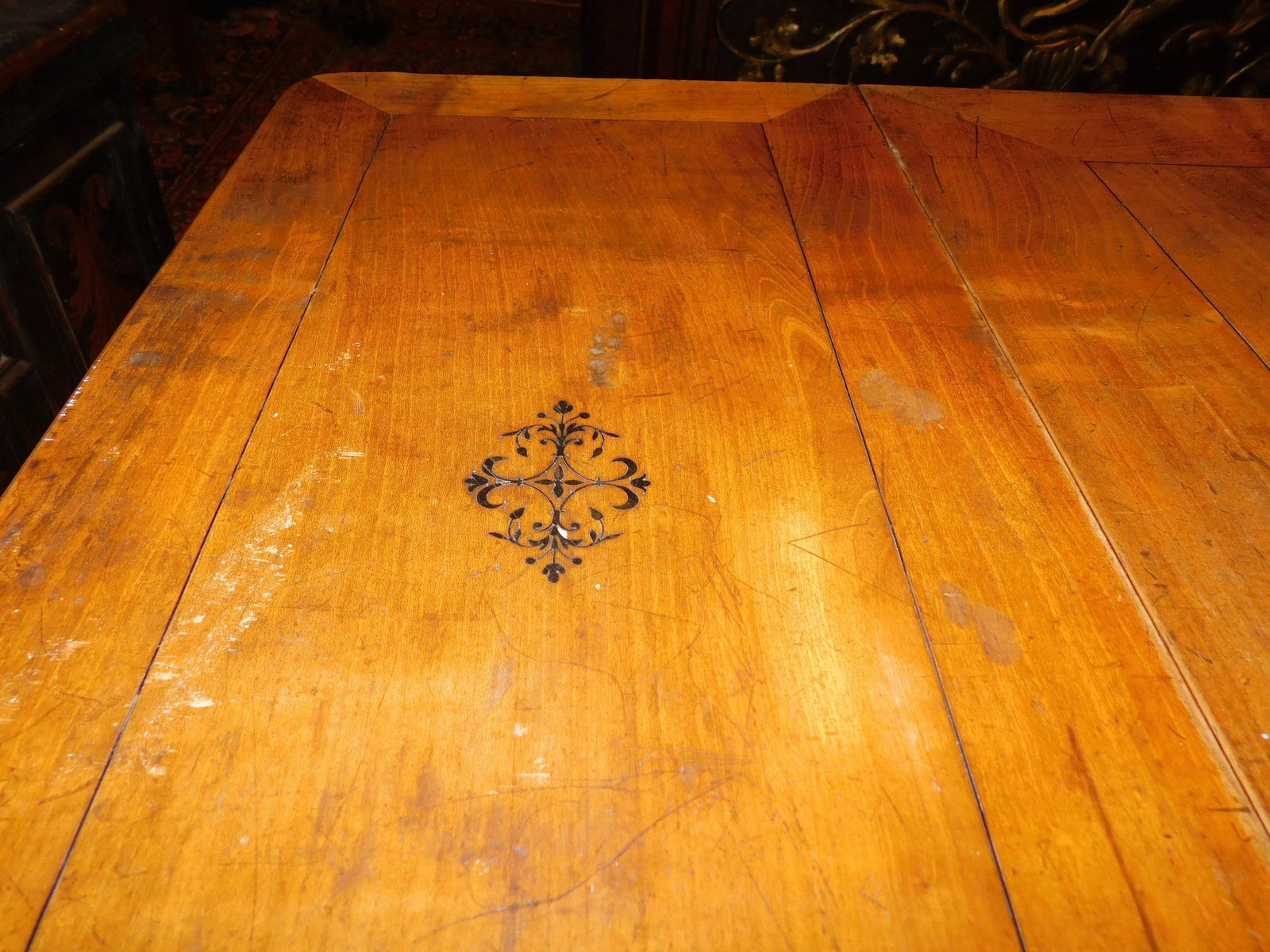 Empire Writing Desk In Cherry Wood, With Lifting Side Flaps, England photo vintage