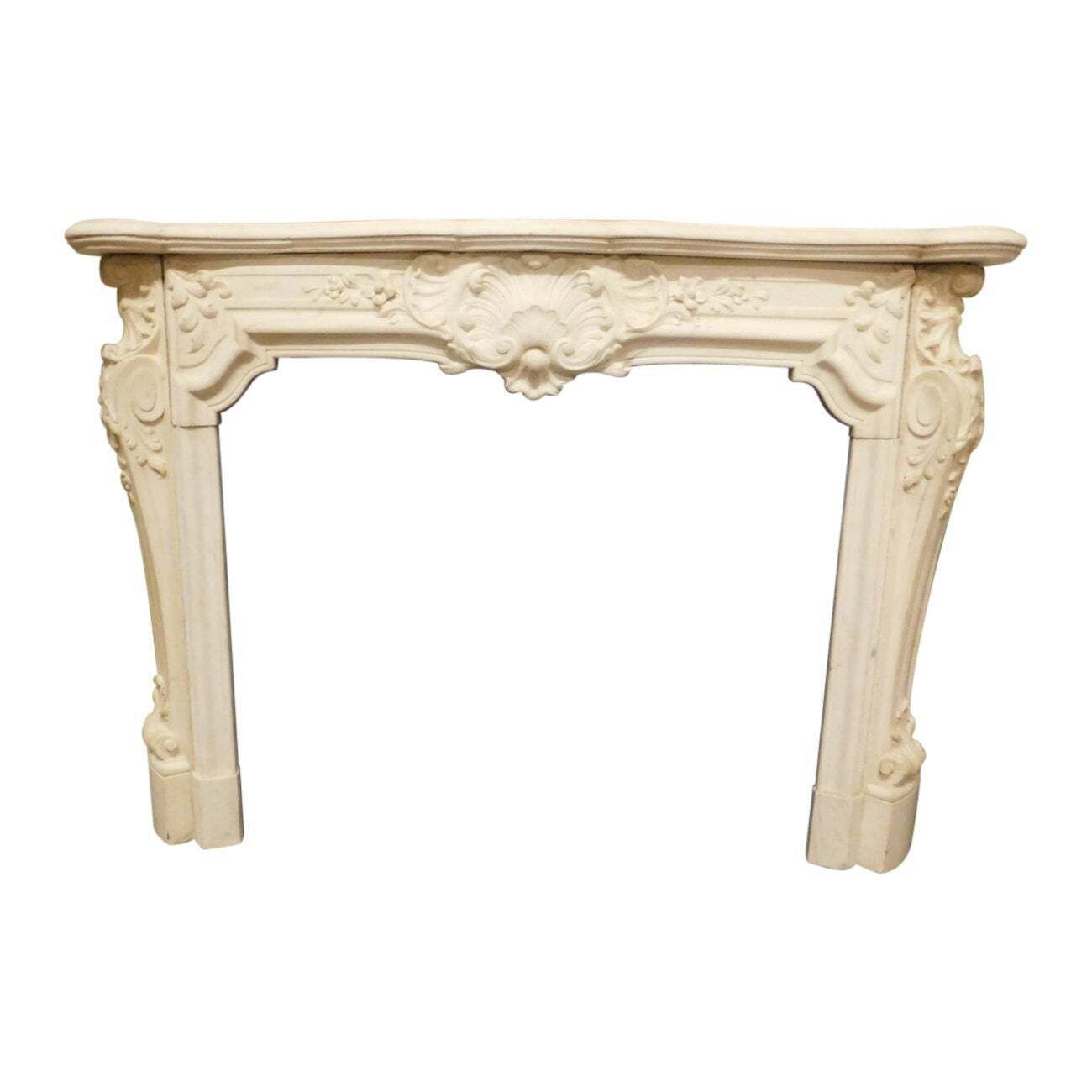 Fireplace Mantel White Statuary Marble Of Carrara, Richly Carved, Italy