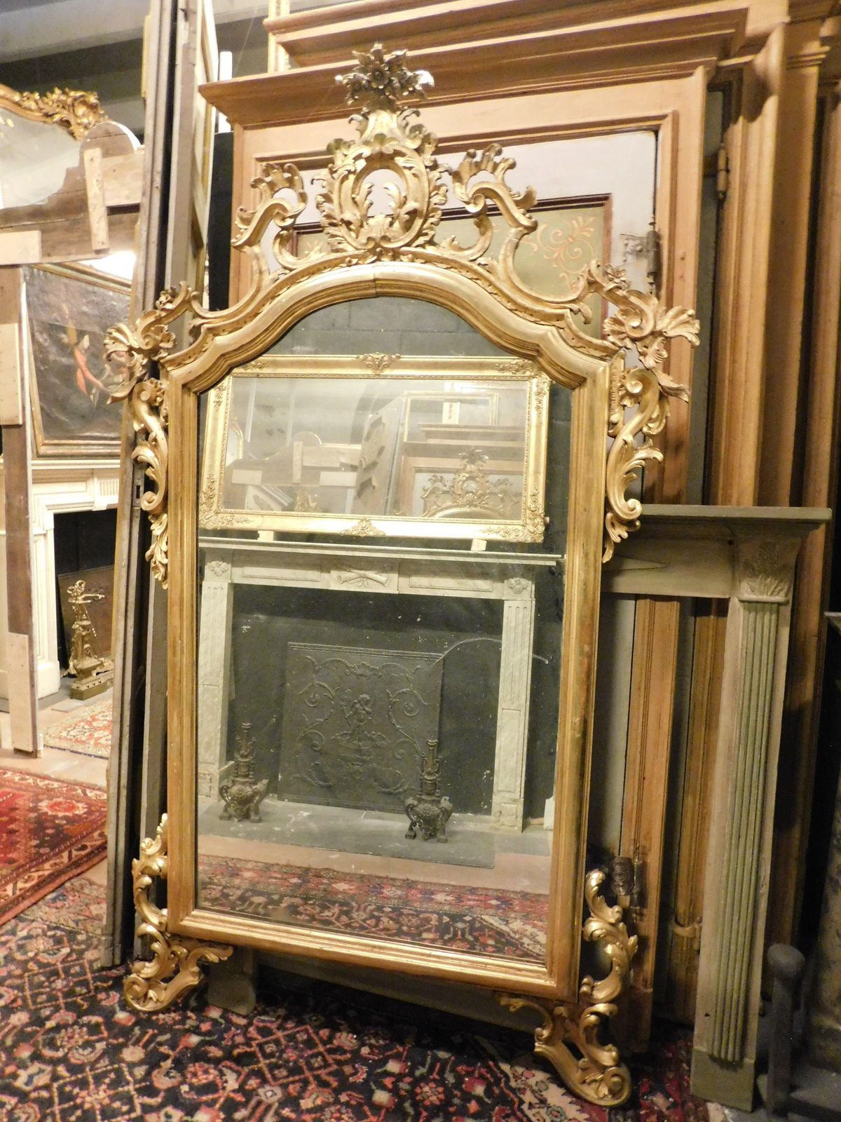Richly Carved And Gilded Wooden Mirror, Italy photo for sale