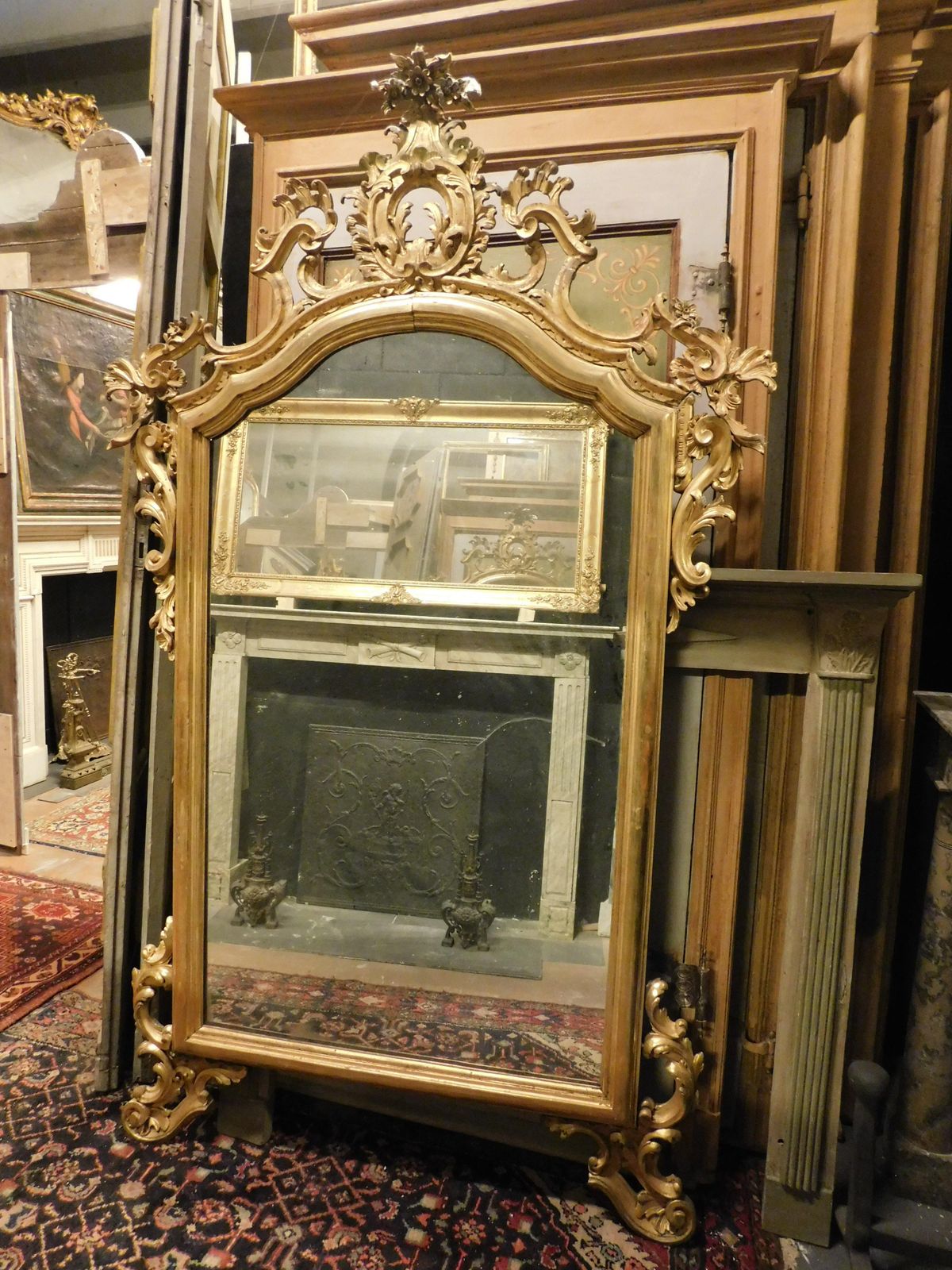 Richly Carved And Gilded Wooden Mirror, Italy photo Home Decor