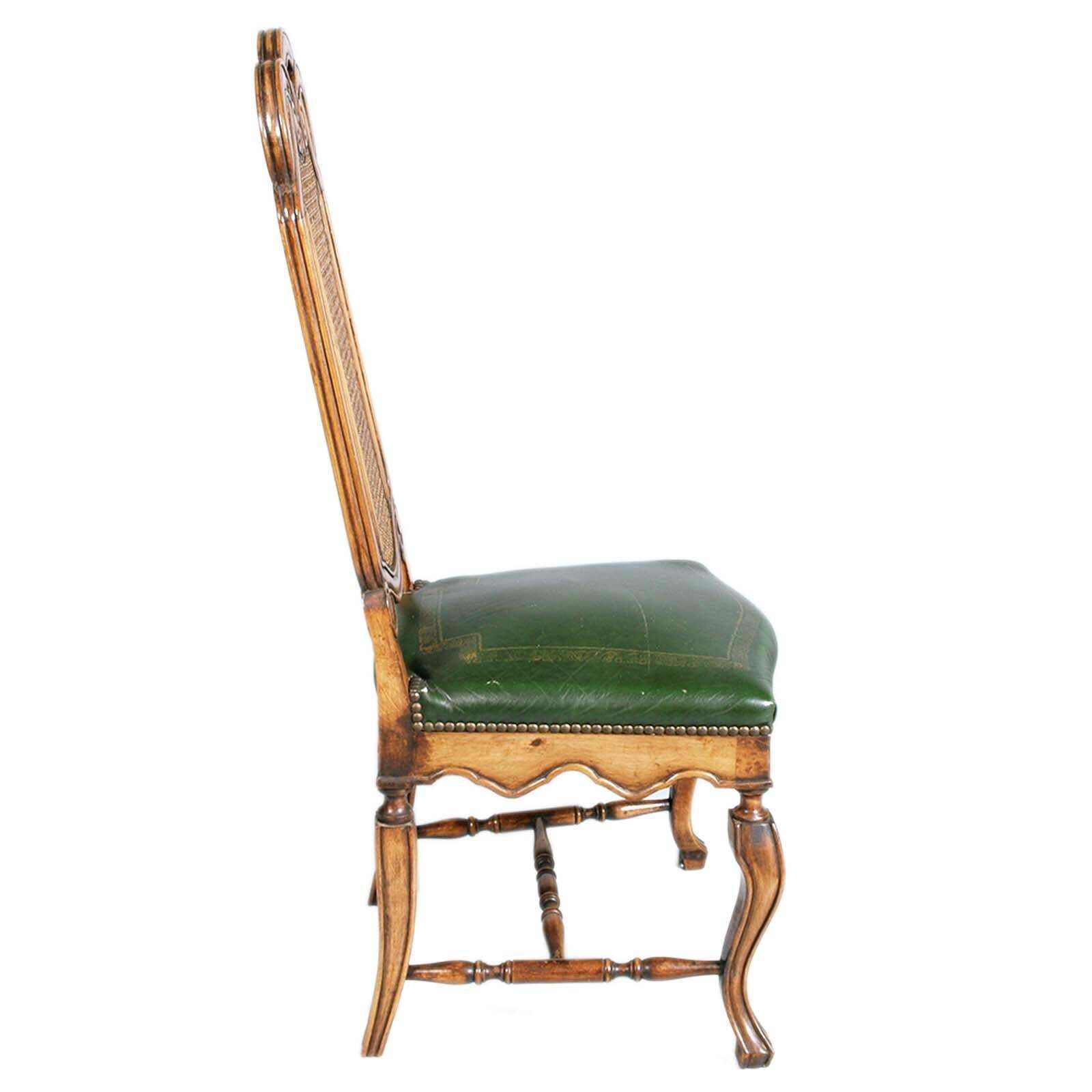 Eight Venetian Chippendale Palladian Chairs, In Walnut, Vienna Straw, Leather photo vinterior