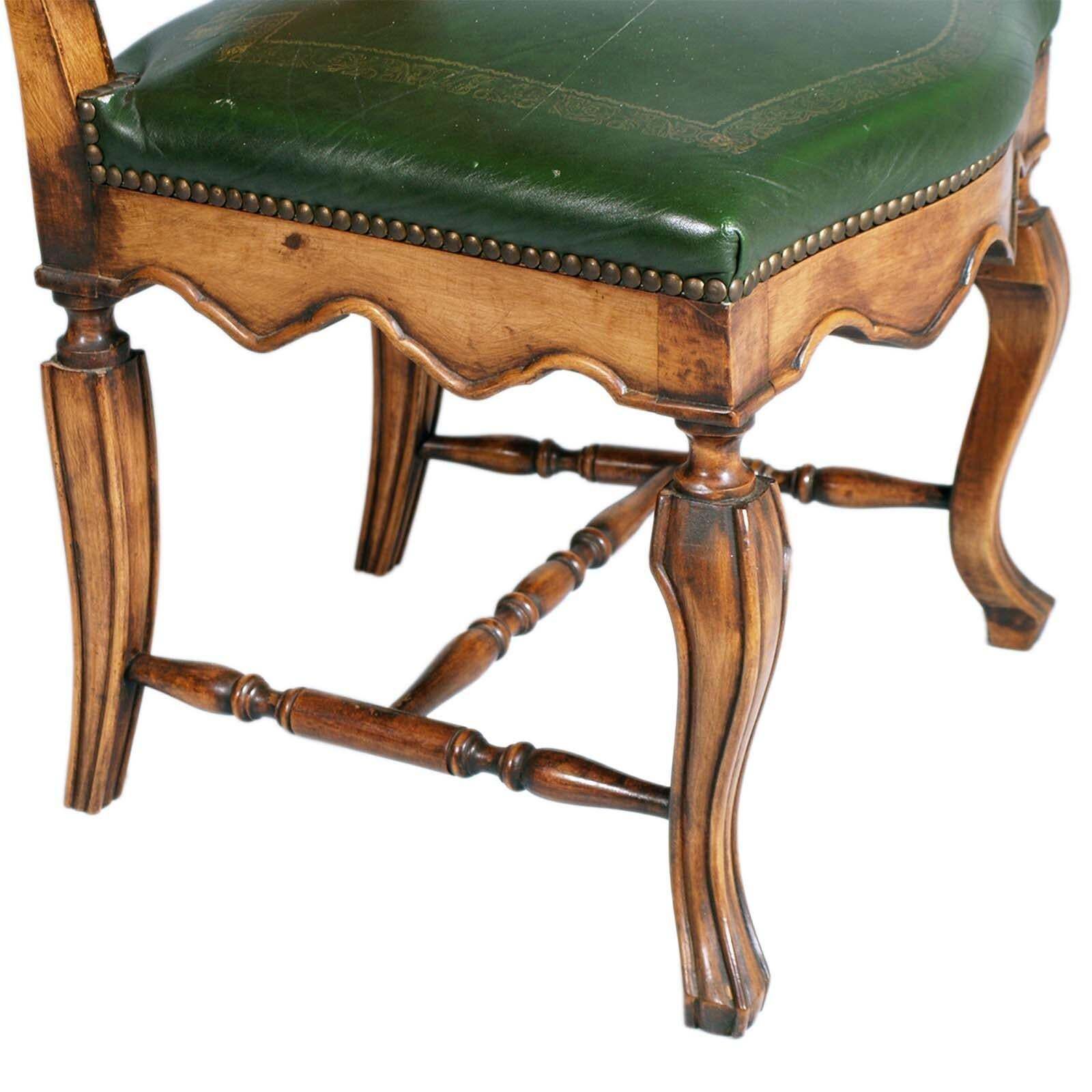 Eight Venetian Chippendale Palladian Chairs, In Walnut, Vienna Straw, Leather photo buy