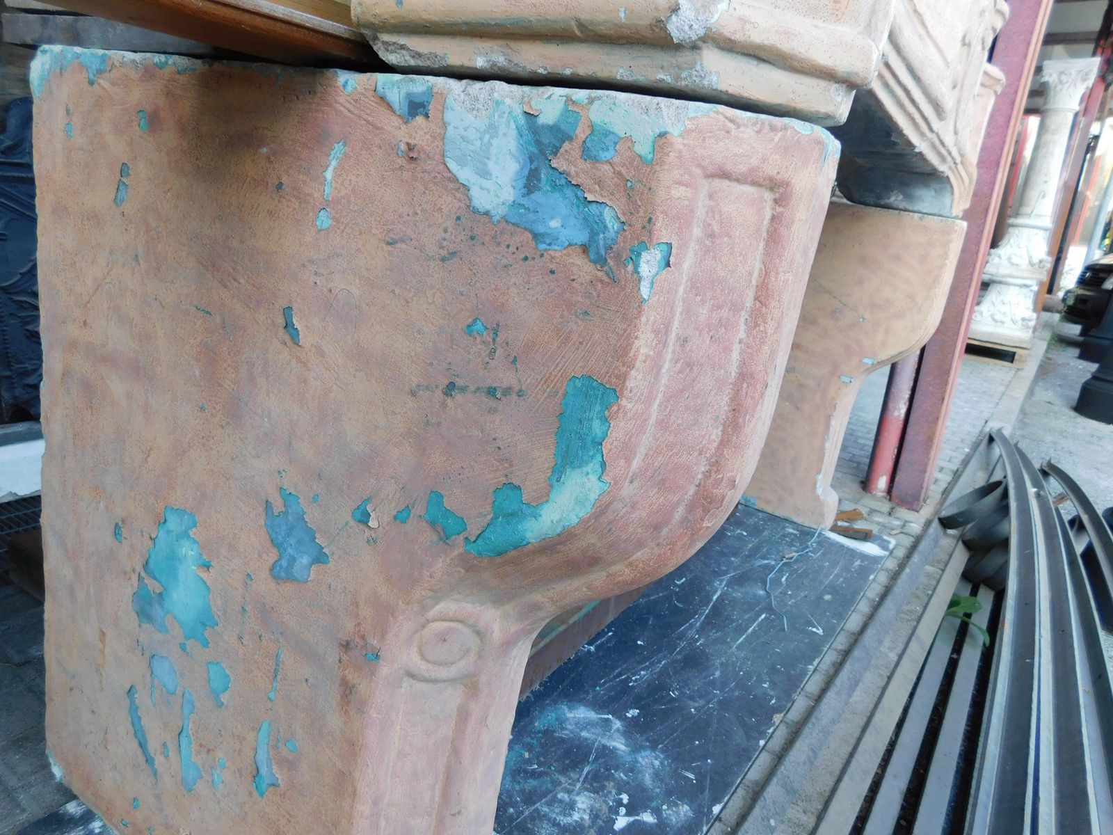 Fireplace Mantle In Cement Carved With Shell, Italy photo vintage