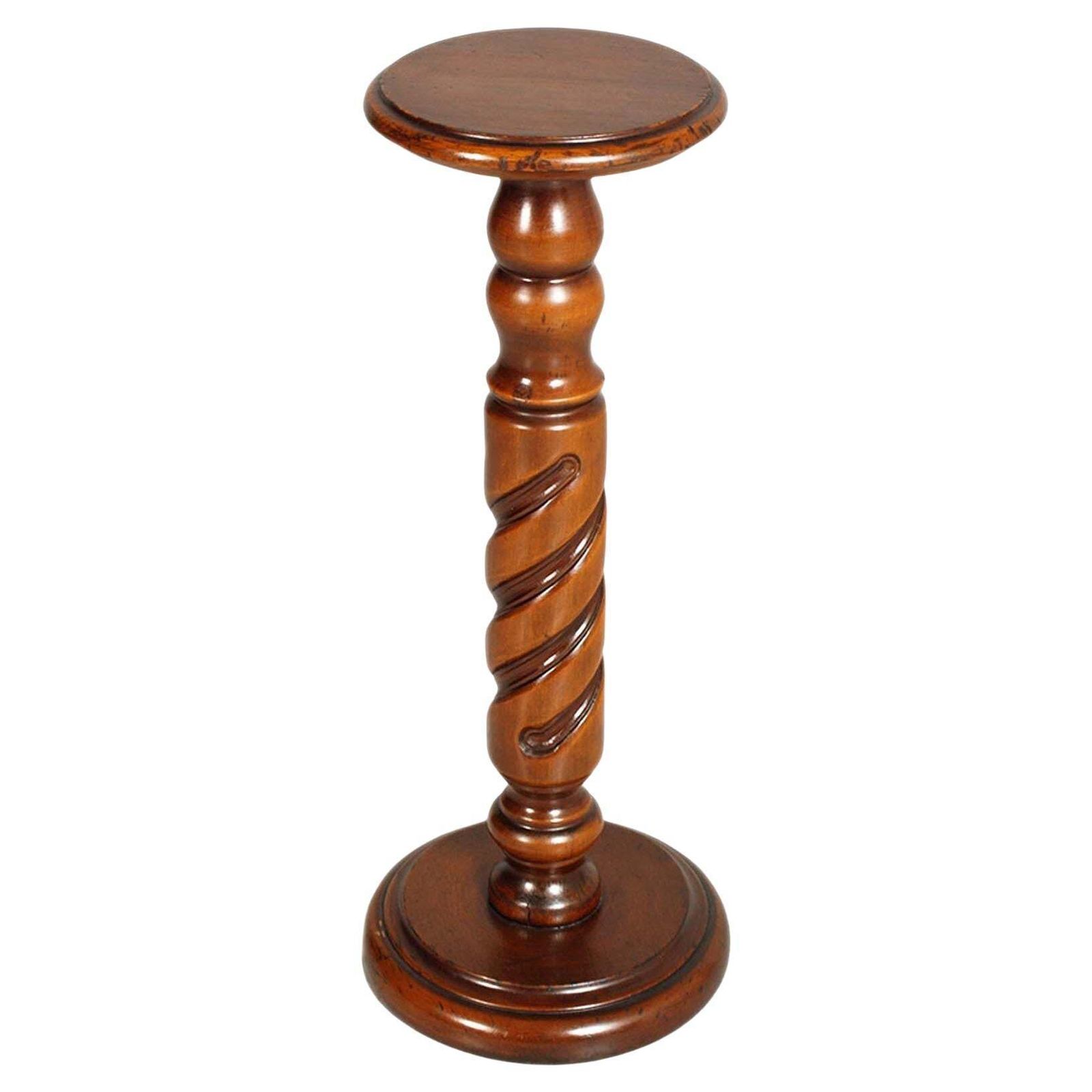 Twisted Walnut Column For Vase, Bust Holder Or Sculpture, 1940s, Gothic Style