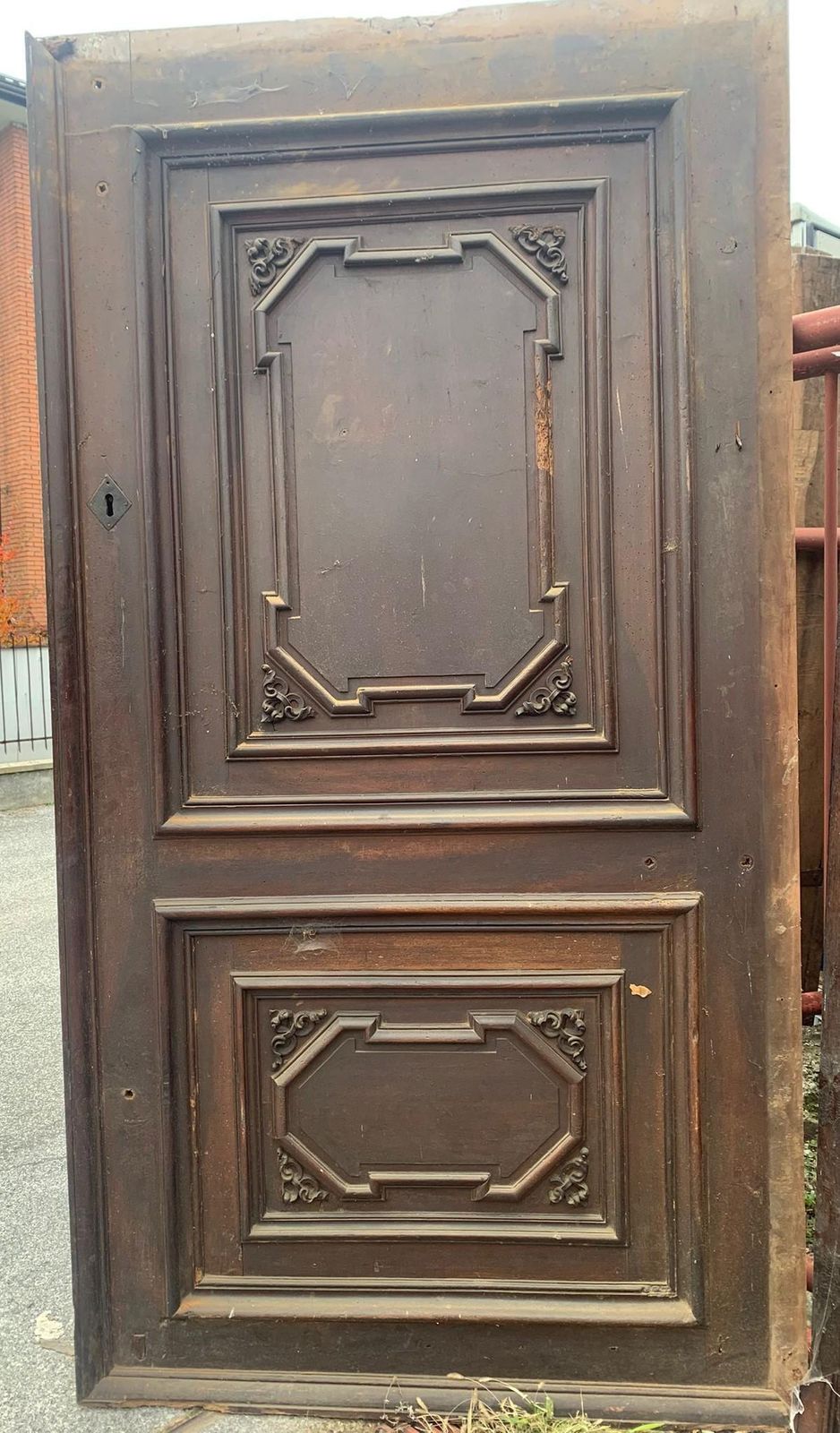 15928.0 Set Of 3 Walnut Doors, Each With A Single Leaf With Carved Panels, Italy photo