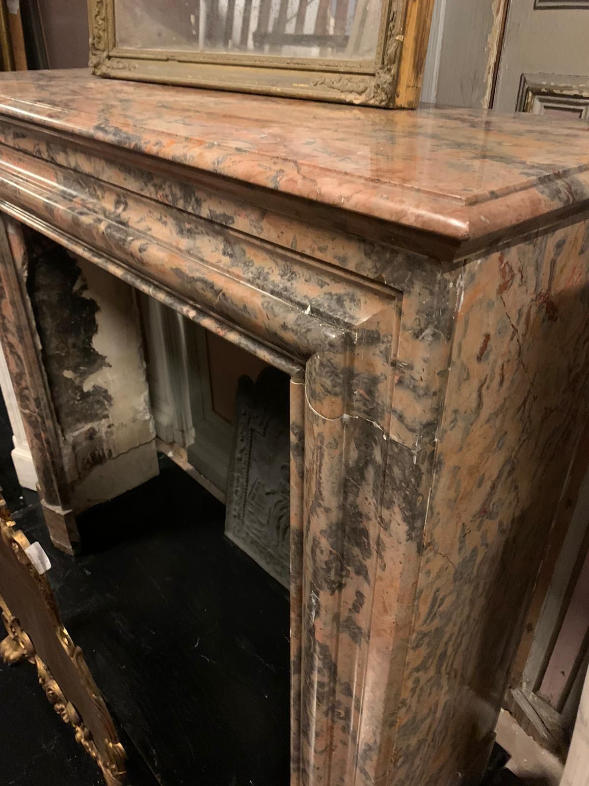 3185.0 Pink Marble Mantle Fireplace, Simple Geometric Shape, Italy photo