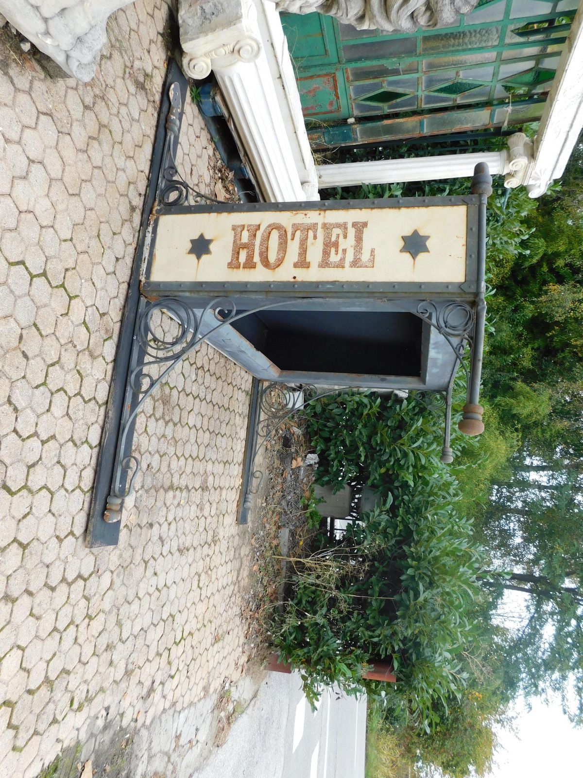 Old Hotel Entrance Canopy In Wrought Iron And Cast Iron, Italy photo vinterior