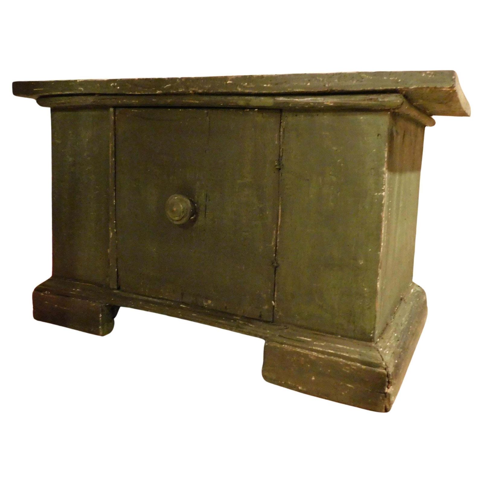 Small Cabinet, Green Lacquered Wooden Cabinet With Door, Italy photo furniture