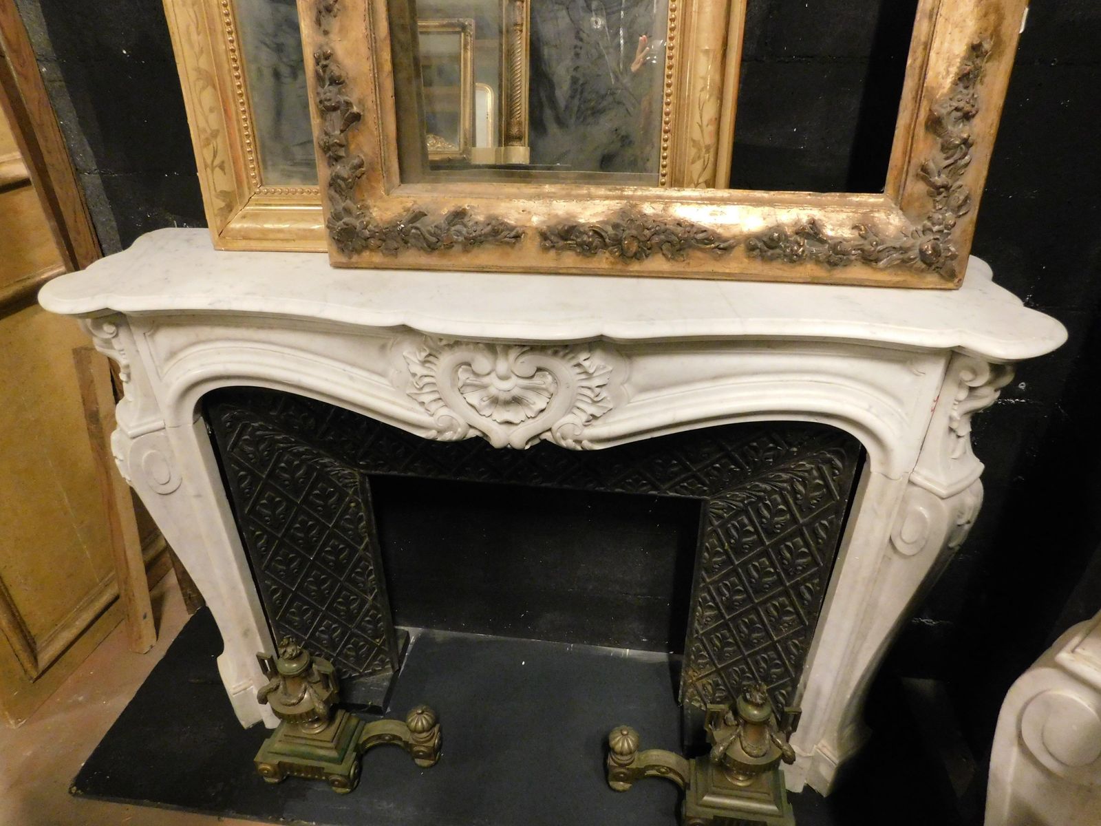 White Carrara Marble Mantle Fireplace, Richly Carved With Three Shells, France photo 5979.0