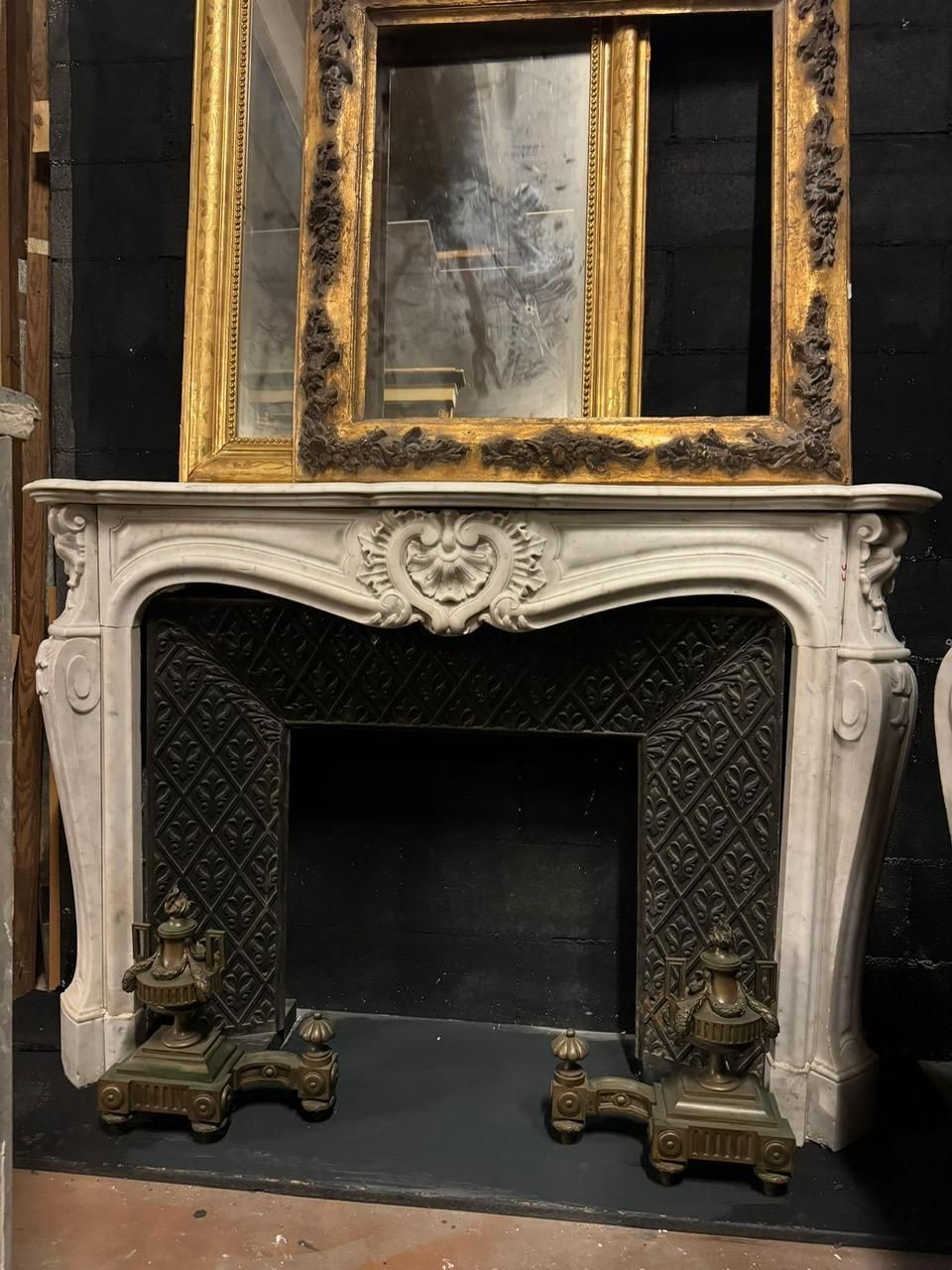 White Carrara Marble Mantle Fireplace, Richly Carved With Three Shells, France photo buy