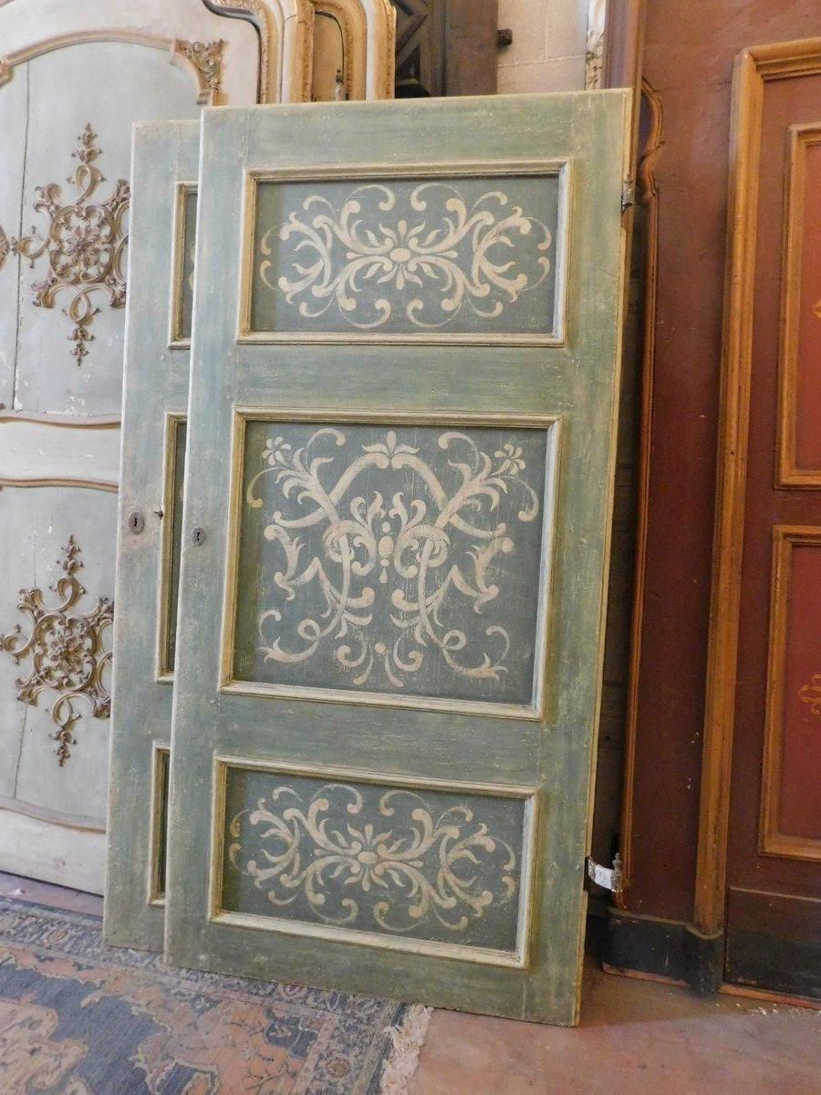 Set Of 2 Big Interior Doors, Richly Painted With Frame And Overdoor, Italy photo Home Fixtures